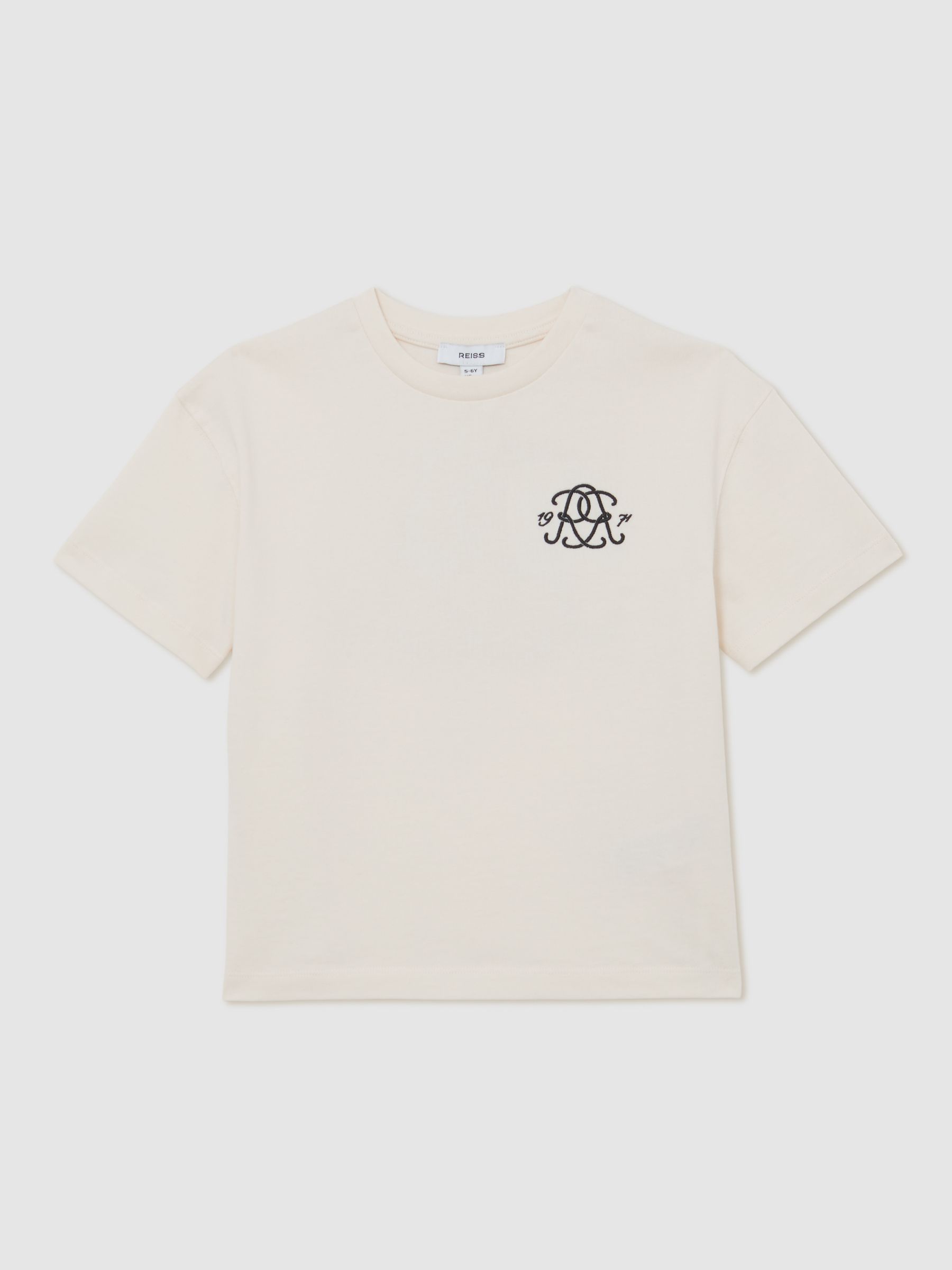 13-14 yrs Monogram Cotton Crew-Neck T-Shirt in Off White - Image 1 of 6