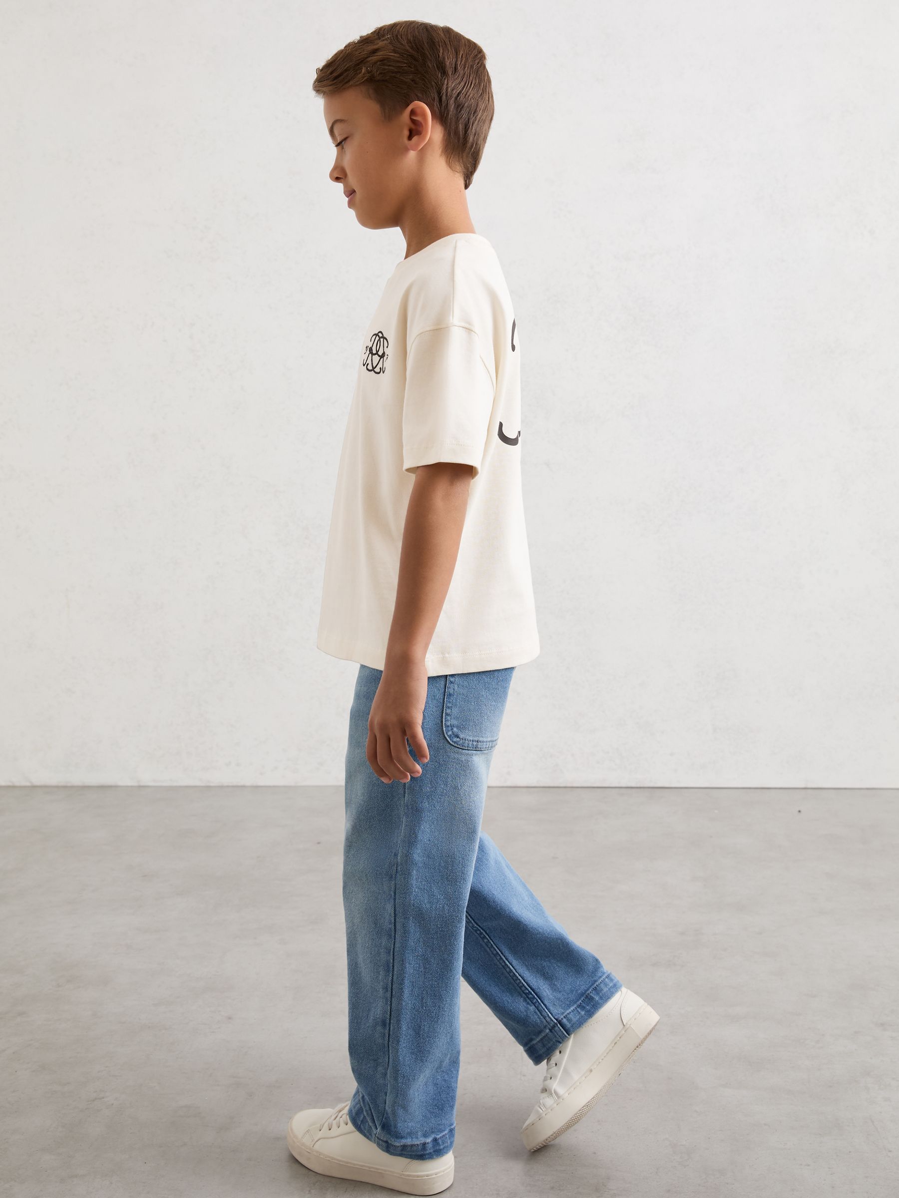 13-14 yrs Monogram Cotton Crew-Neck T-Shirt in Off White - Image 3 of 6