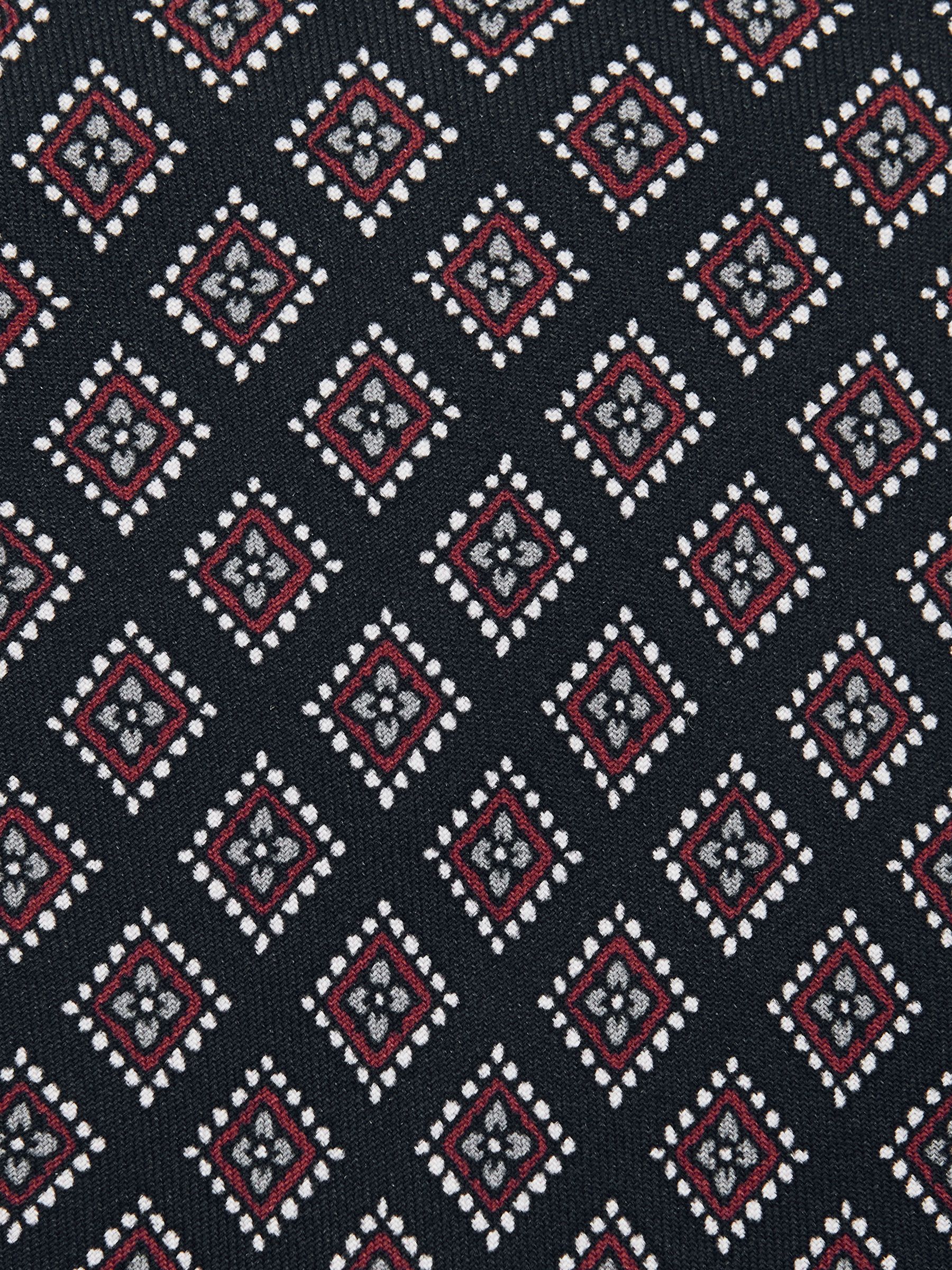 Silk Floral Medallion-Print Tie in Charcoal/Bordeaux - image 2