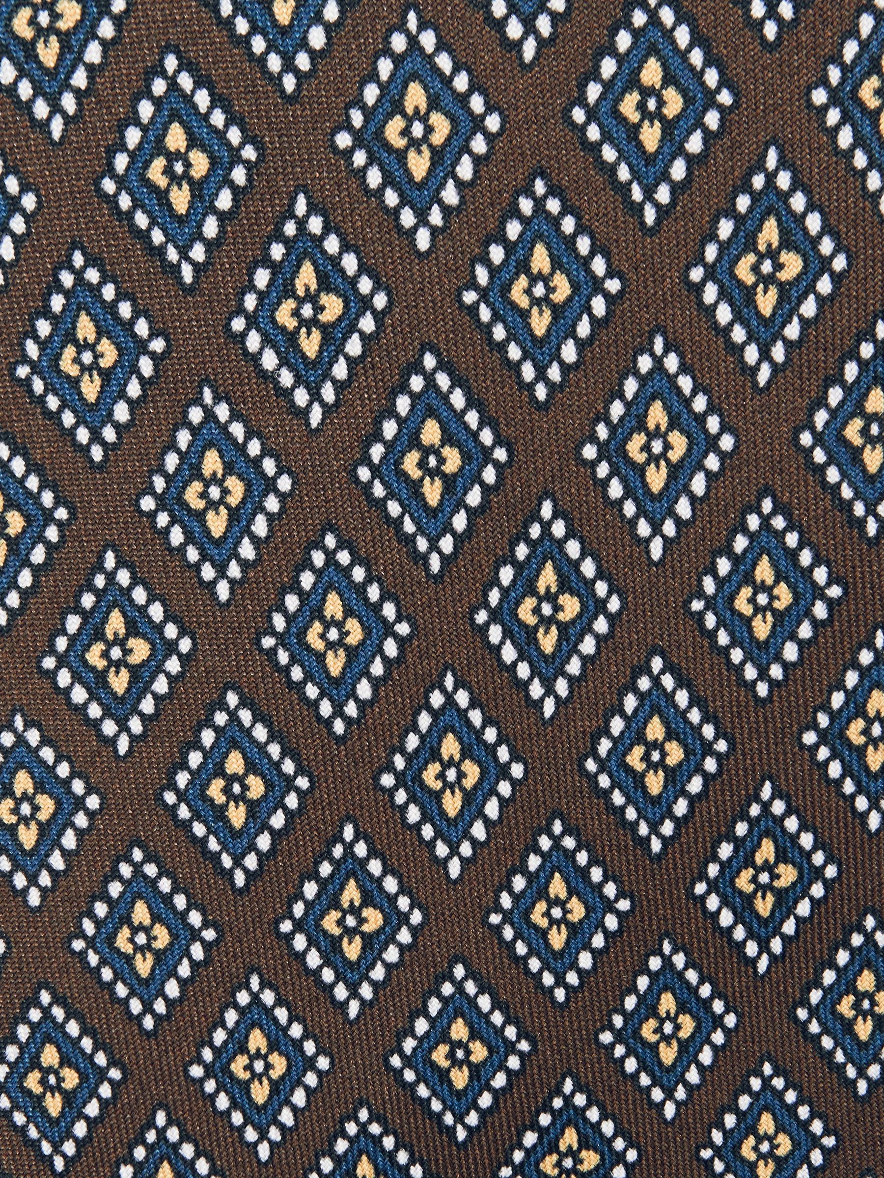 Silk Floral Medallion-Print Tie in Chocolate/Charcoal - Image 5 of 5