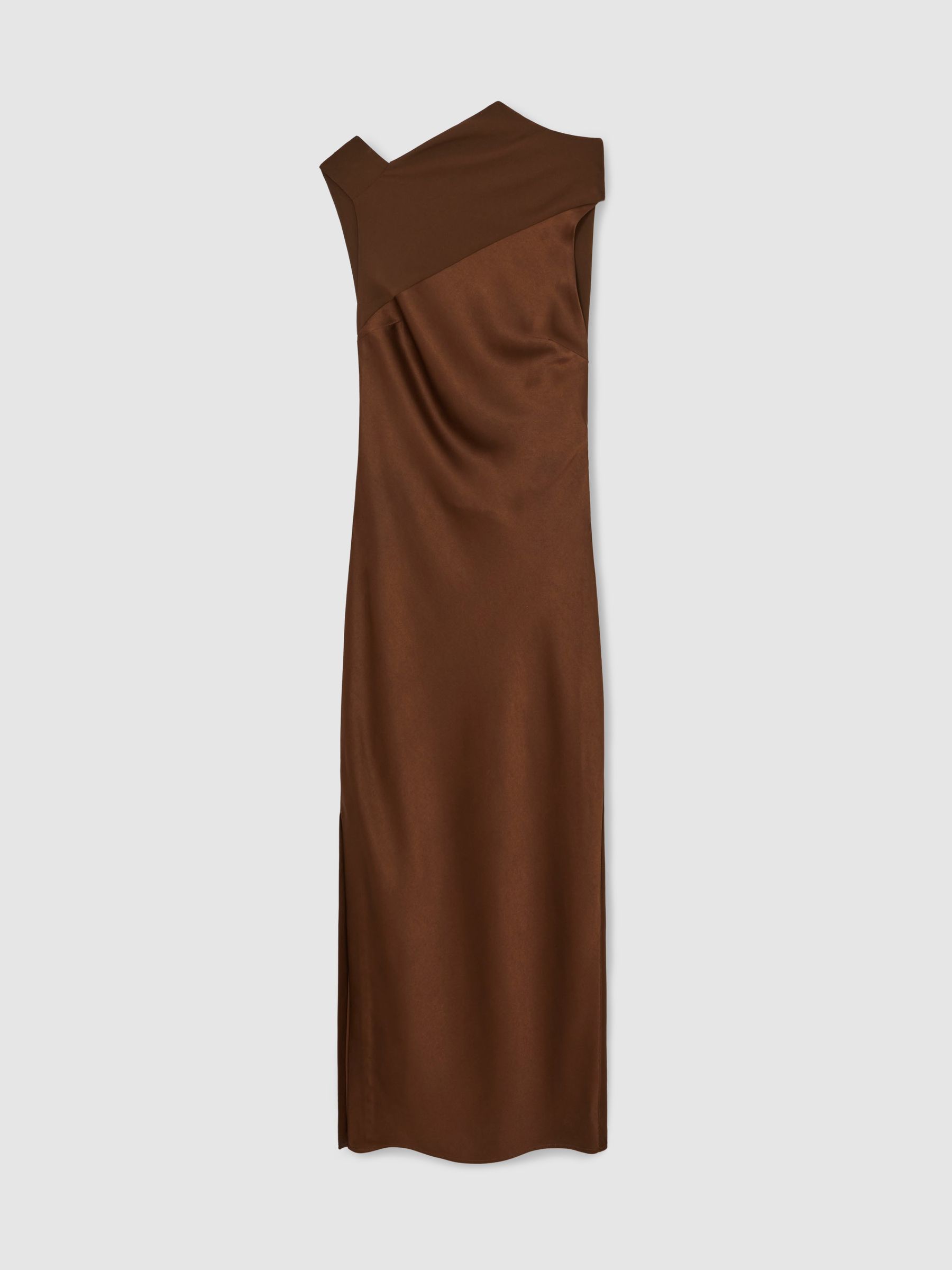Satin Draped Open-Back Dress in Bronze - Image 2 of 8