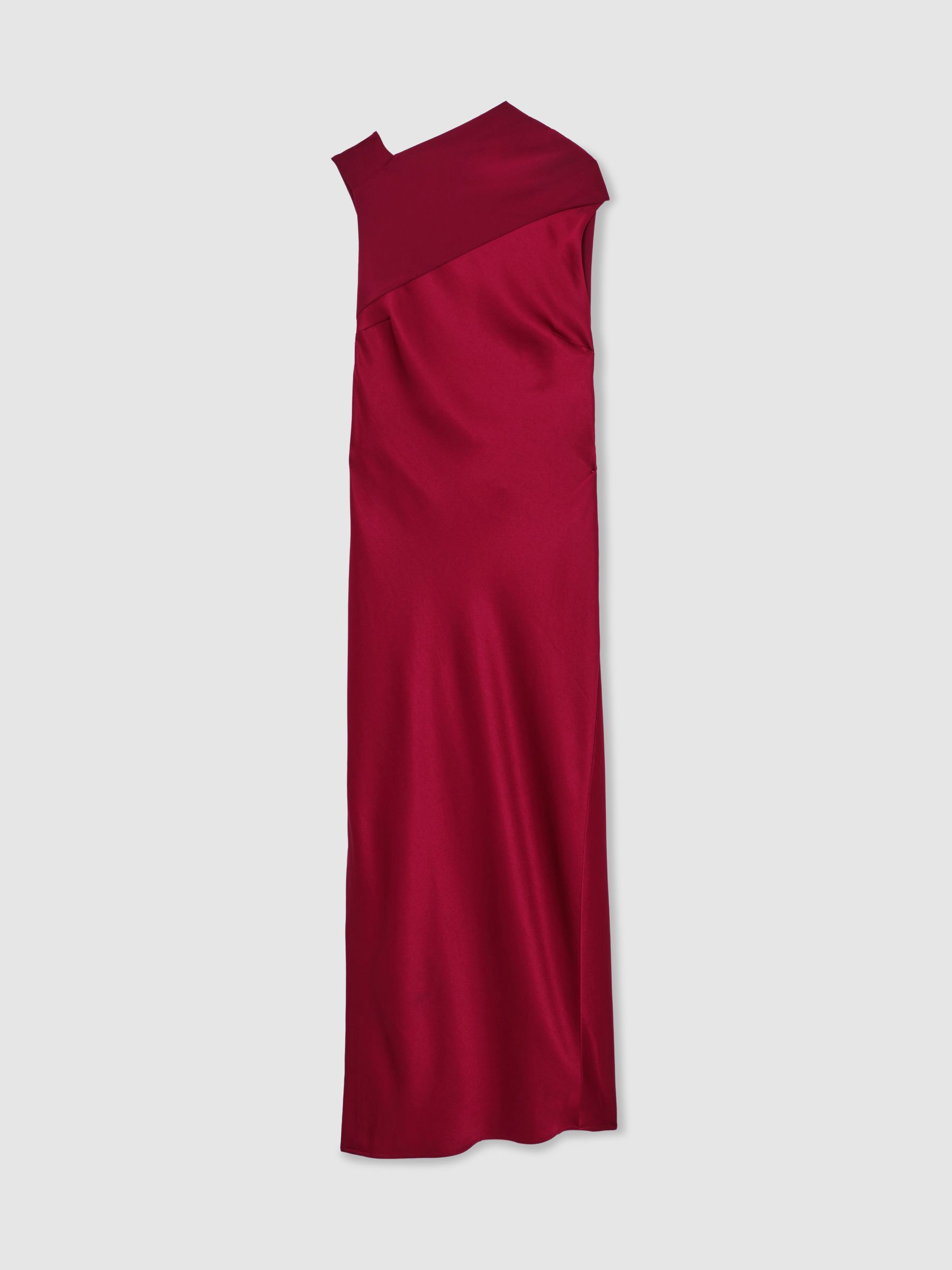 Satin Draped Open-Back Dress in Red - Image 2 of 7