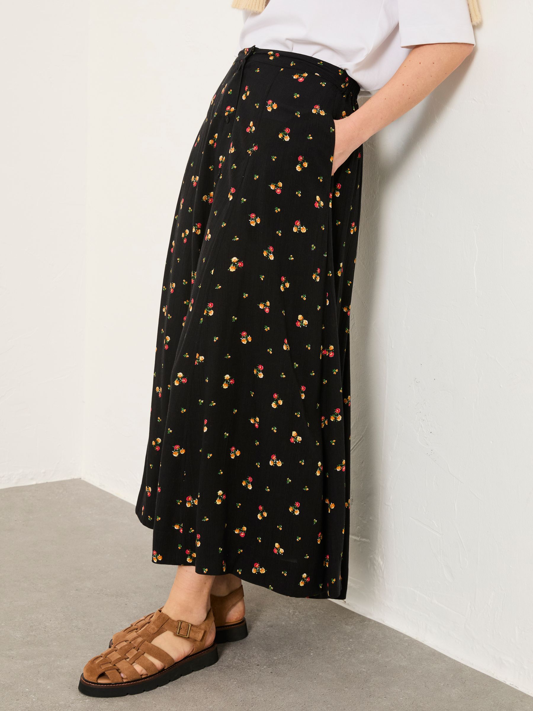 Issa Black Ditsy Pop Midi Skirt - Image 2 of 6