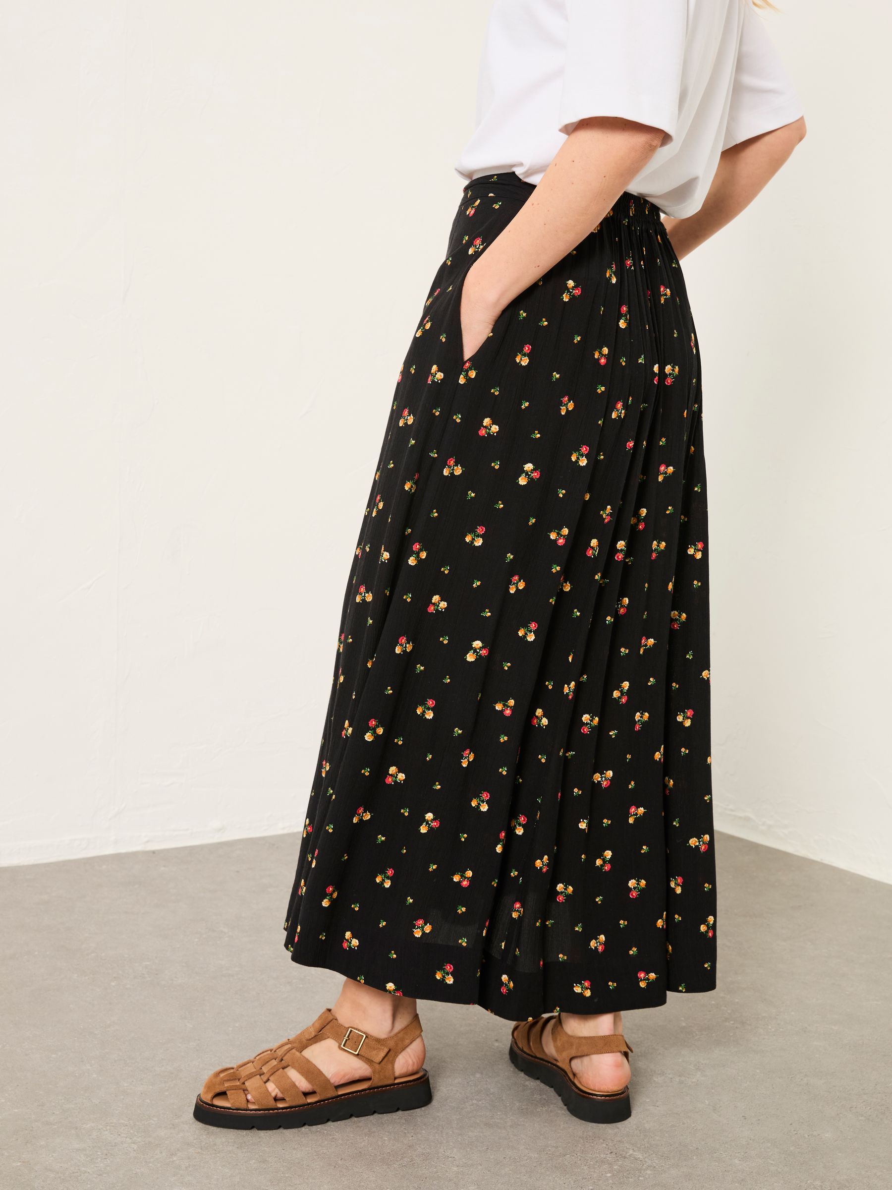 Issa Black Ditsy Pop Midi Skirt - Image 3 of 6