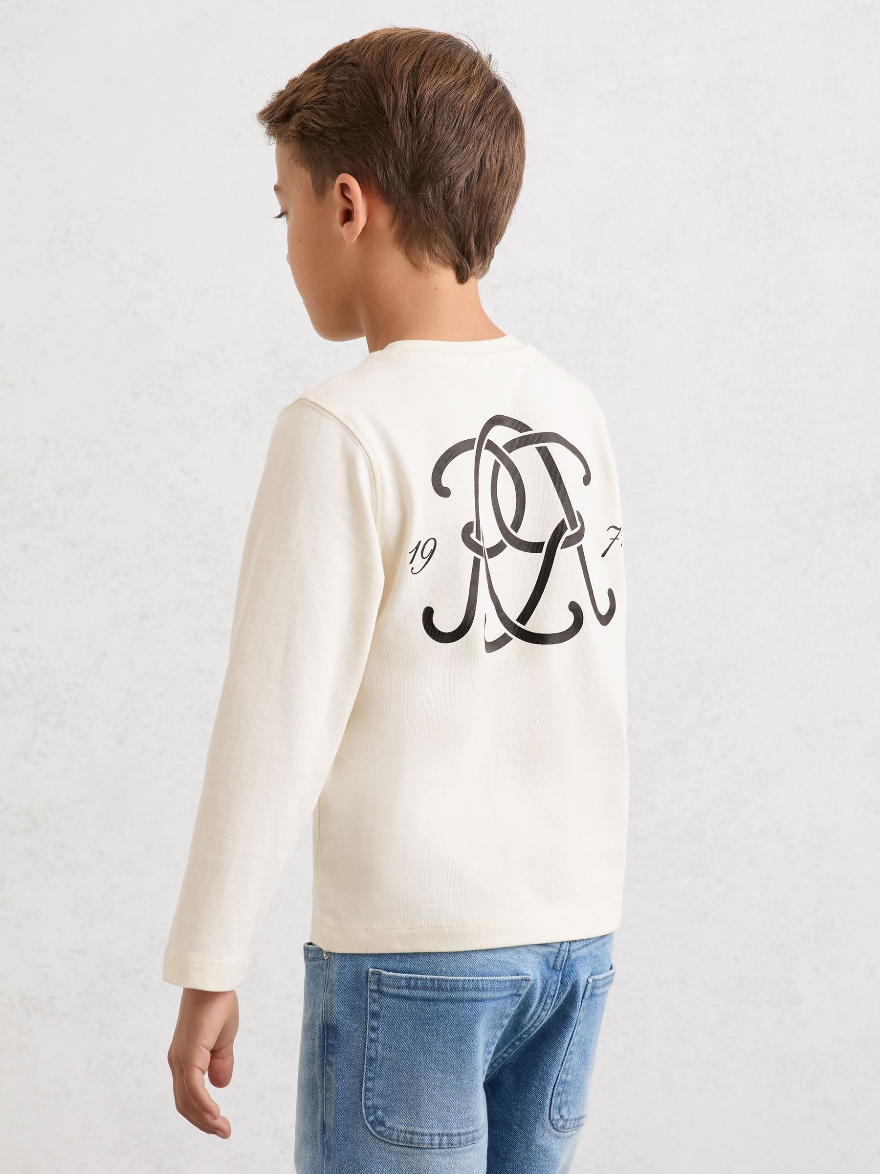 3-9 Monogramm-Baumwoll-Langarmshirt für Jahre in Off-White - Bild 4 von 5