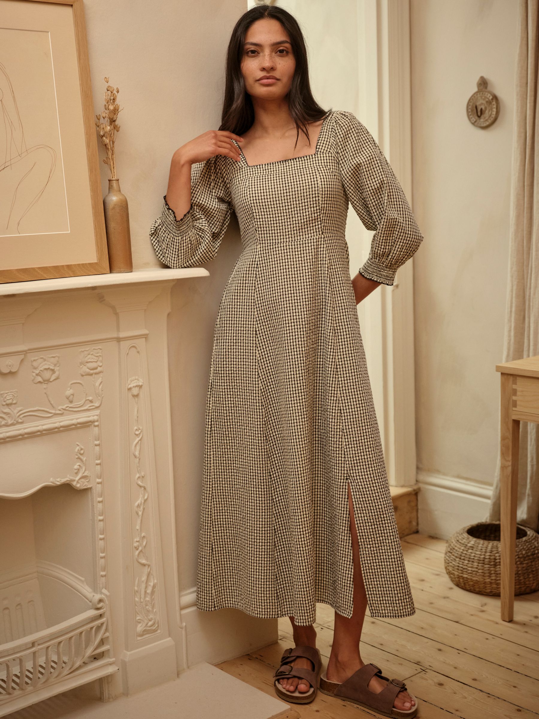 Multi Regular Gingham Midi Dress - Image 1 of 6