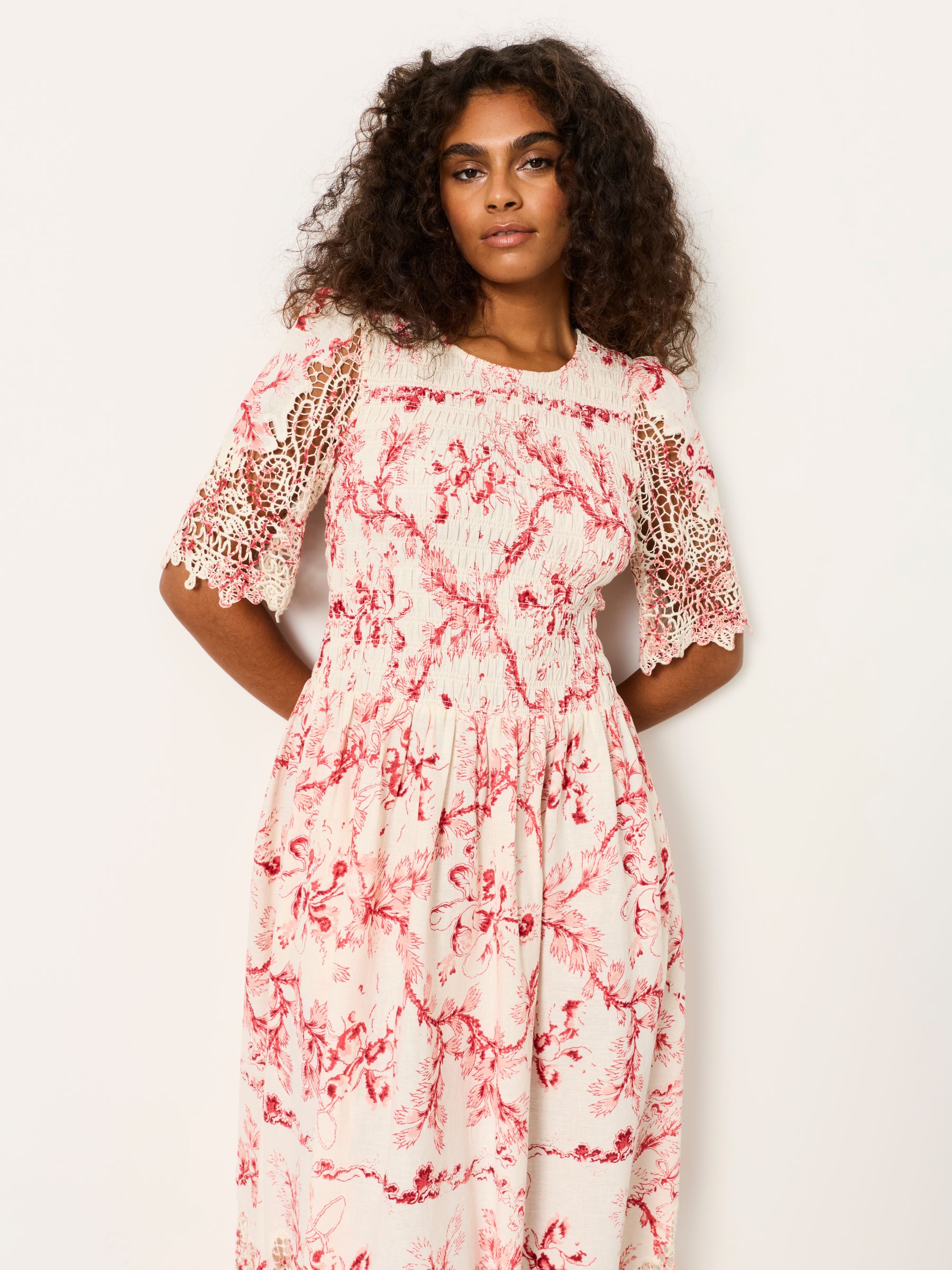 Alice Ivory Vintage Bloom Regular Midi Dress - Image 3 of 6