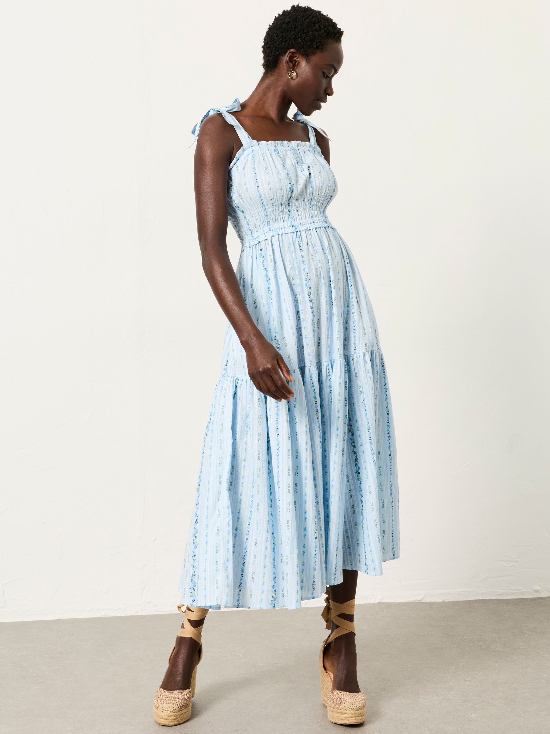 Martha Blue Regular Stripe Midi Dress - Image 1 of 6