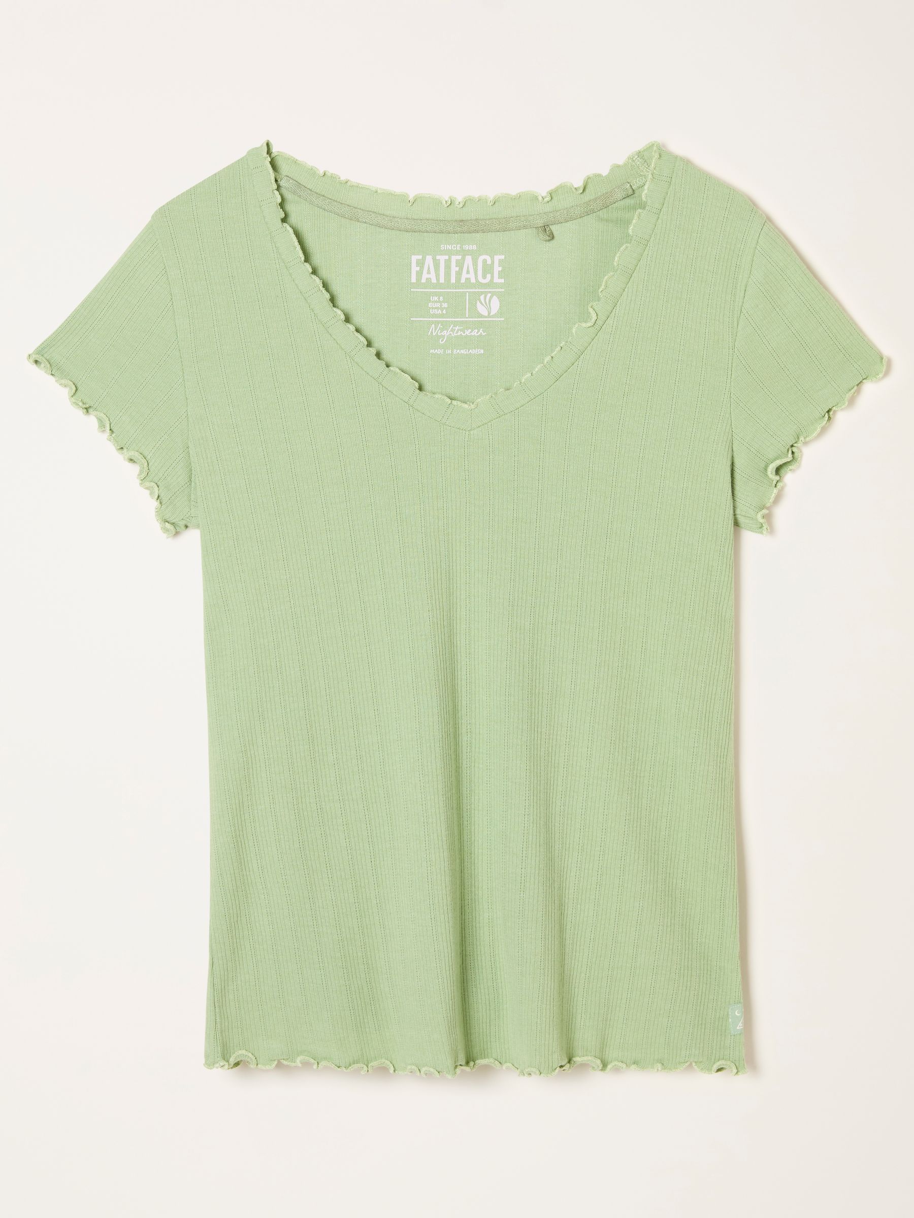 Chloe Green Pointelle V Neck Pyjama Top - Image 6 of 6