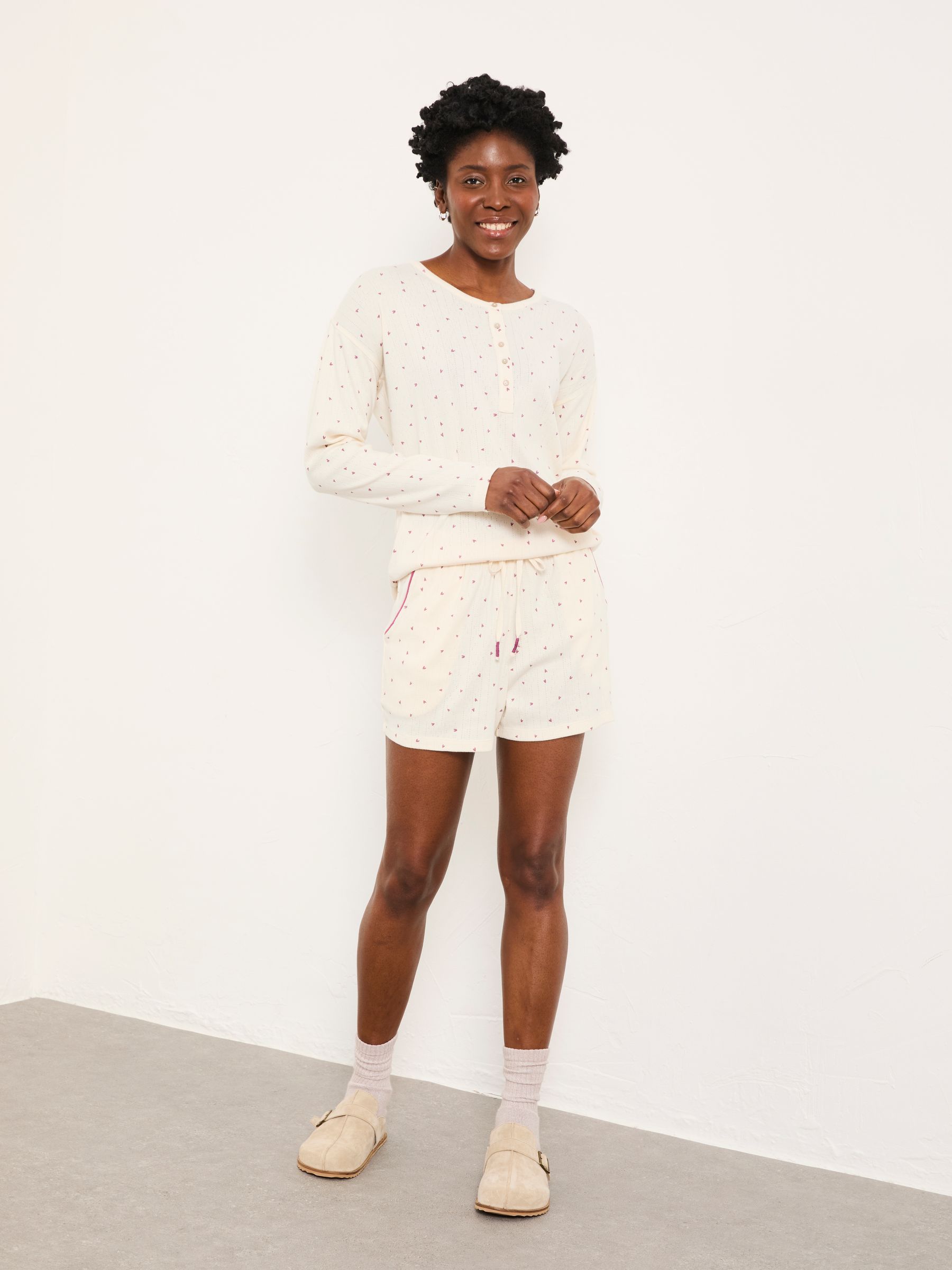 Ivory Pointelle Heart Print Jersey Pyjama Set - Image 3 of 7