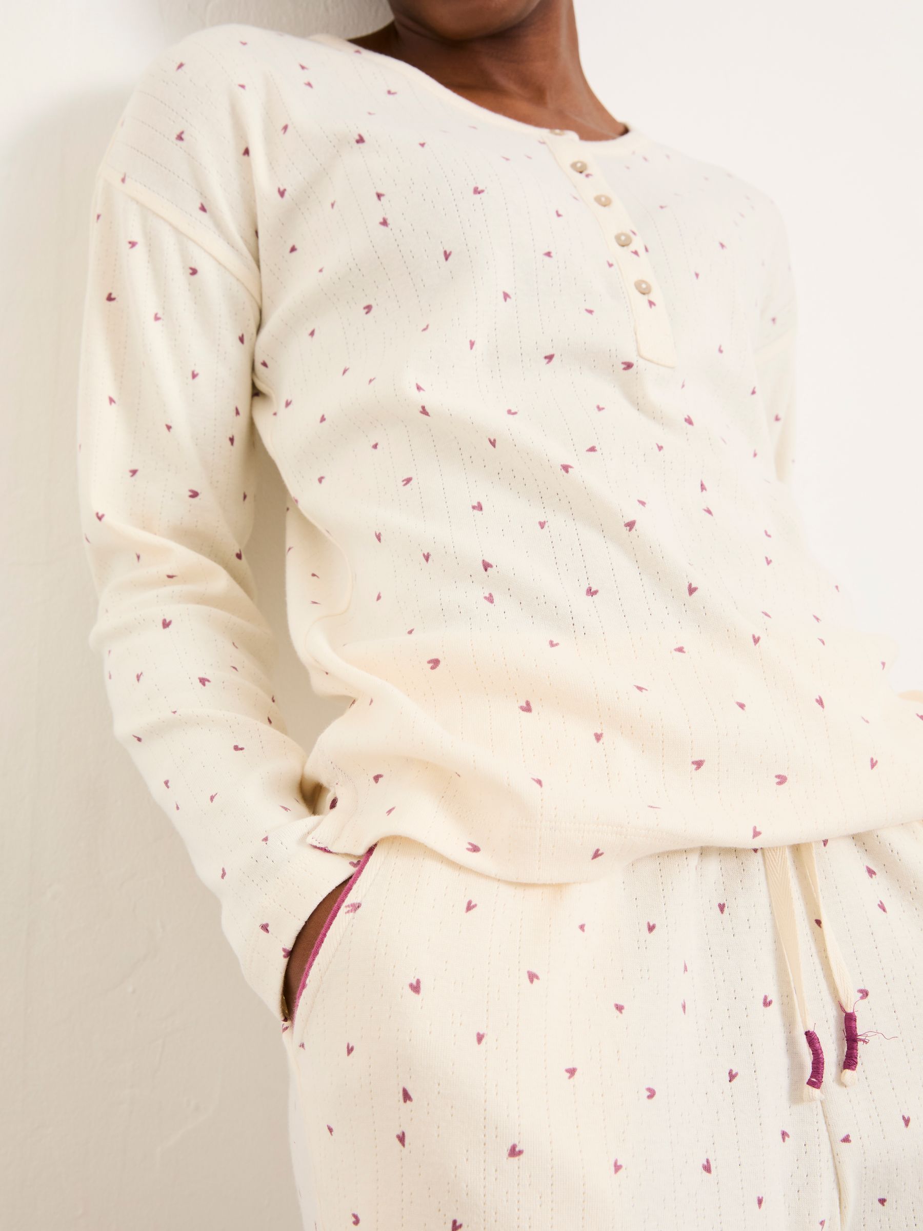 Ivory Pointelle Heart Print Jersey Pyjama Set - Image 4 of 7