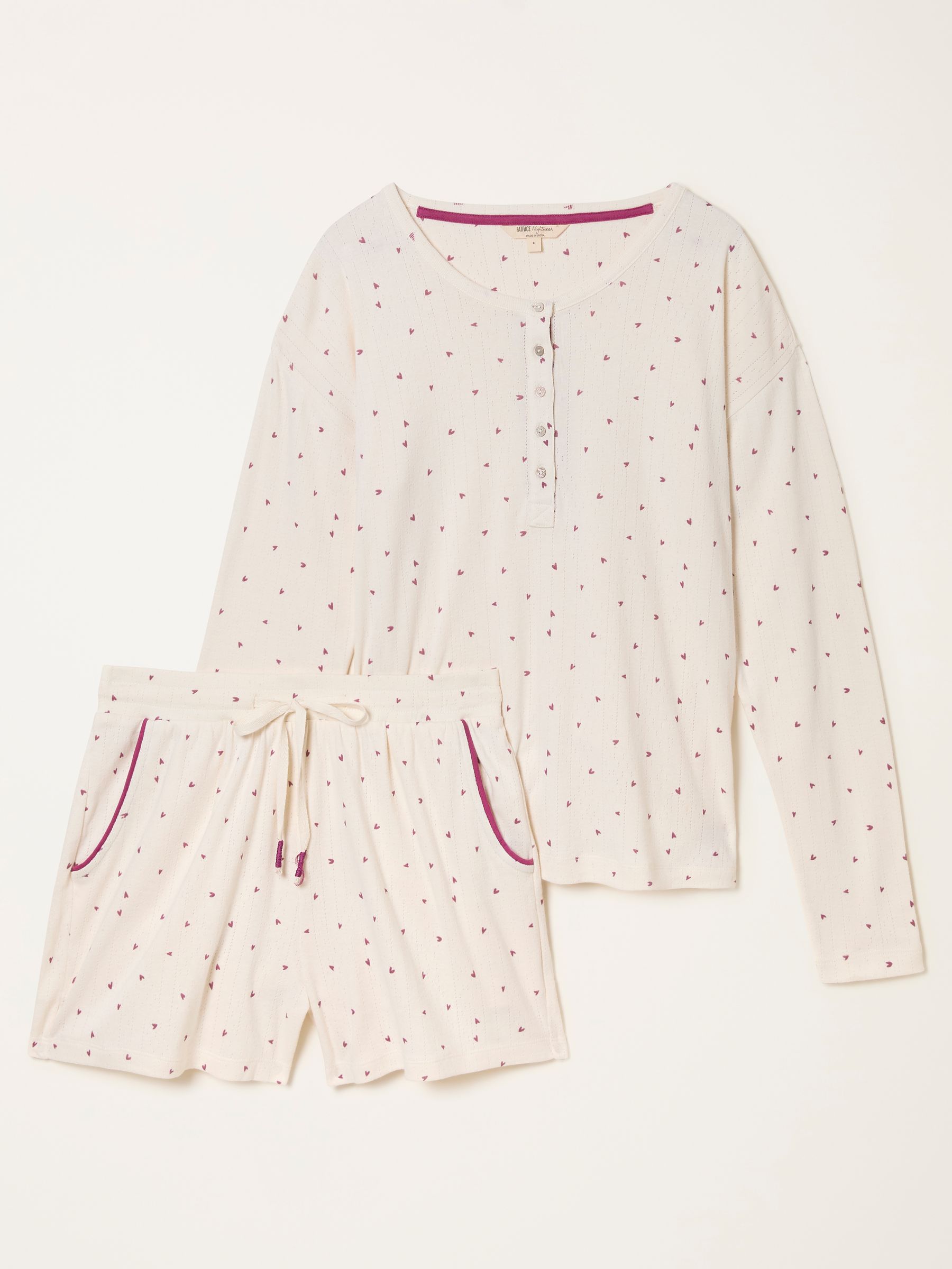 Ivory Pointelle Heart Print Jersey Pyjama Set - Image 6 of 7