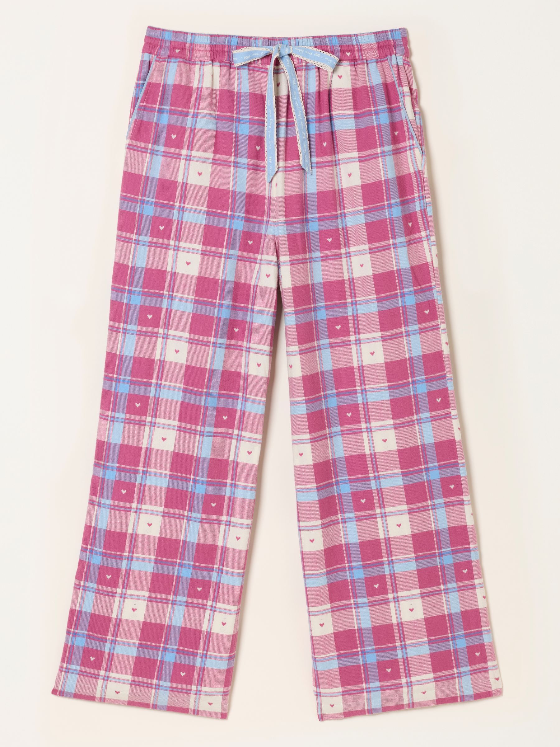 Lola Pink Heart Check Jacquard Boyfriend Pyjama Bottom - Image 1 of 1