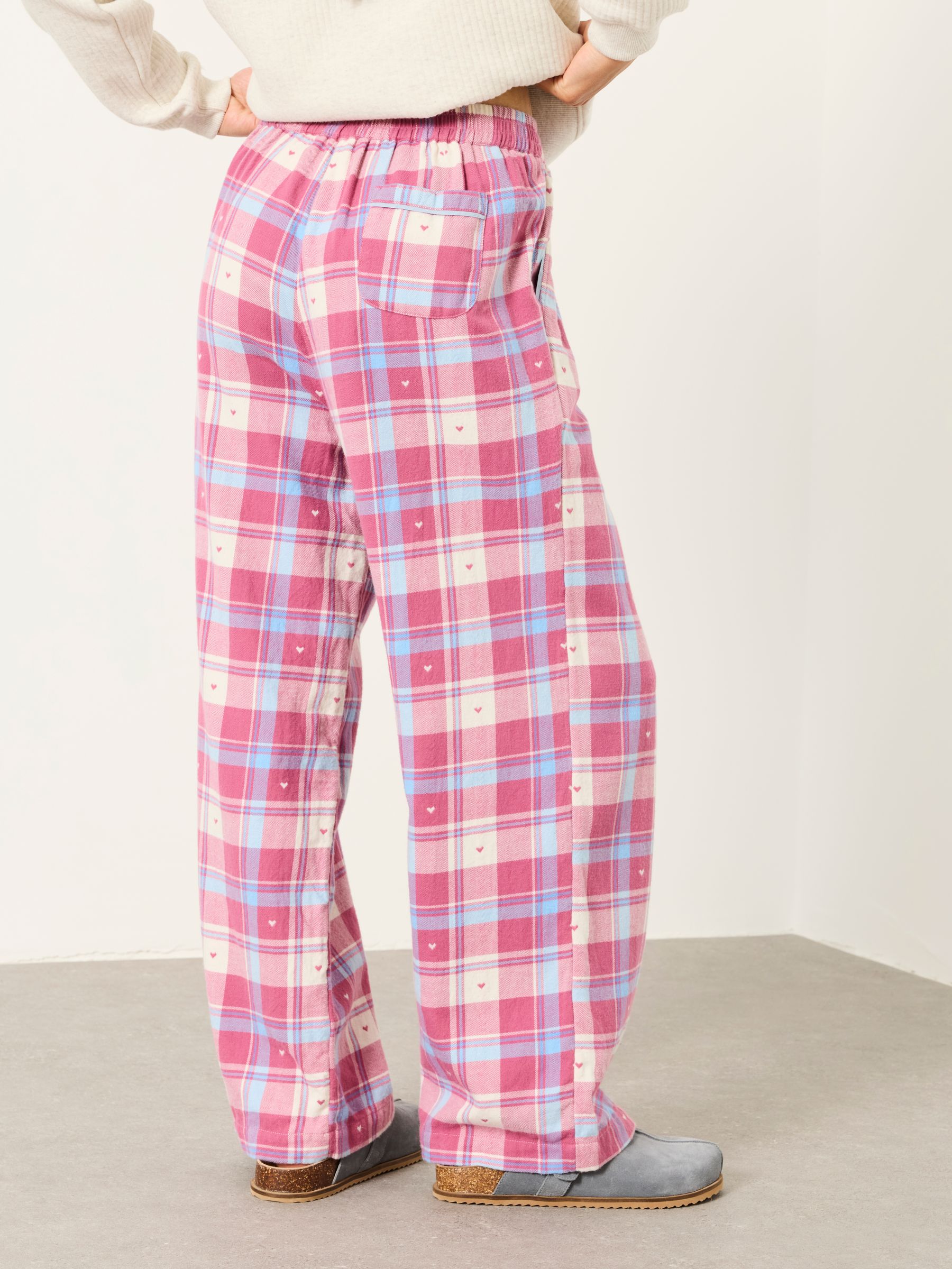 Lola Pink Heart Check Jacquard Boyfriend Pyjama Bottom - Image 2 of 6 Lola Pink Heart Check Jacquard Boyfriend Pyjama Bottom - Image 2 of 6