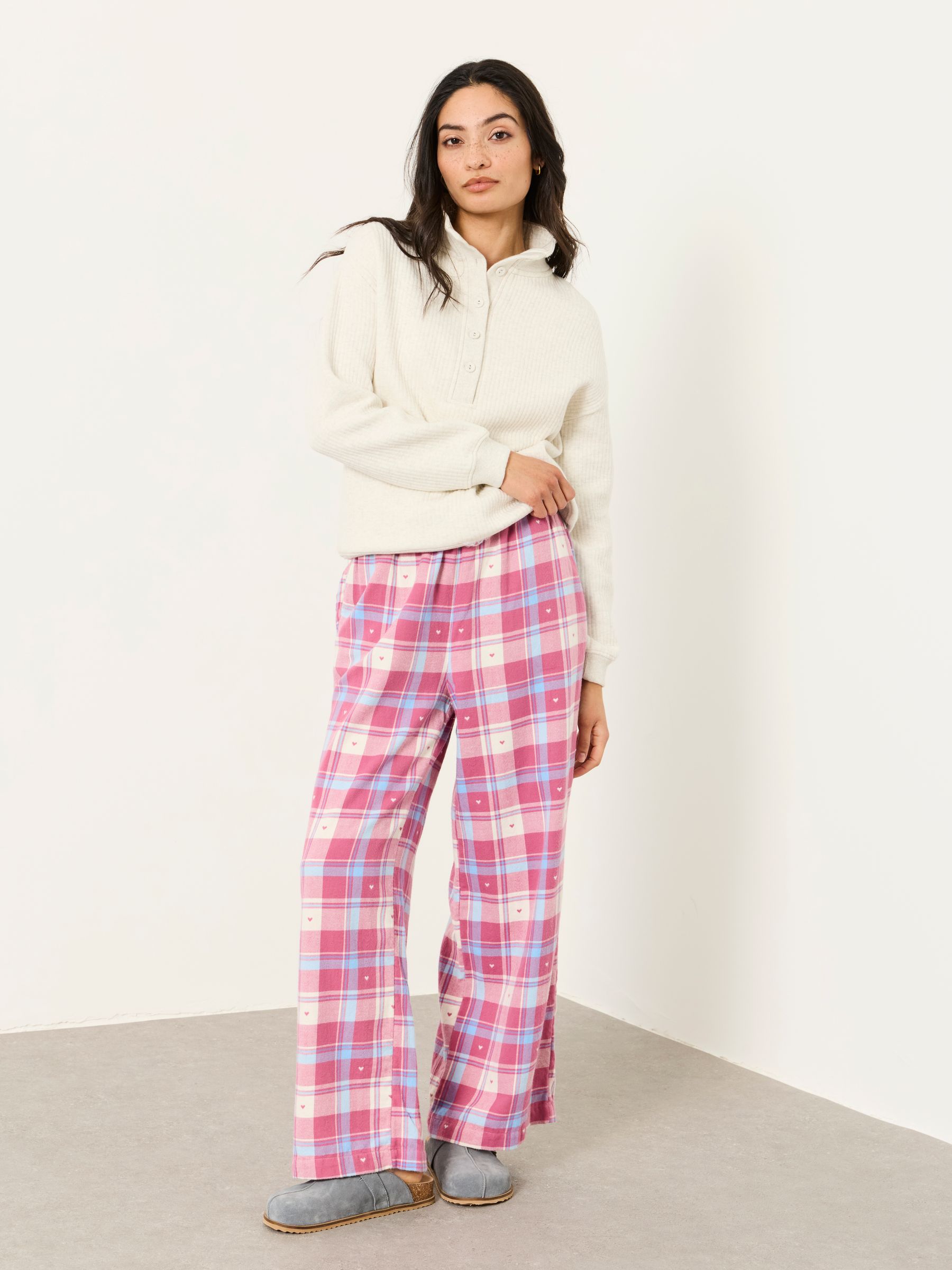 Lola Pink Heart Check Jacquard Boyfriend Pyjama Bottom - Image 5 of 6