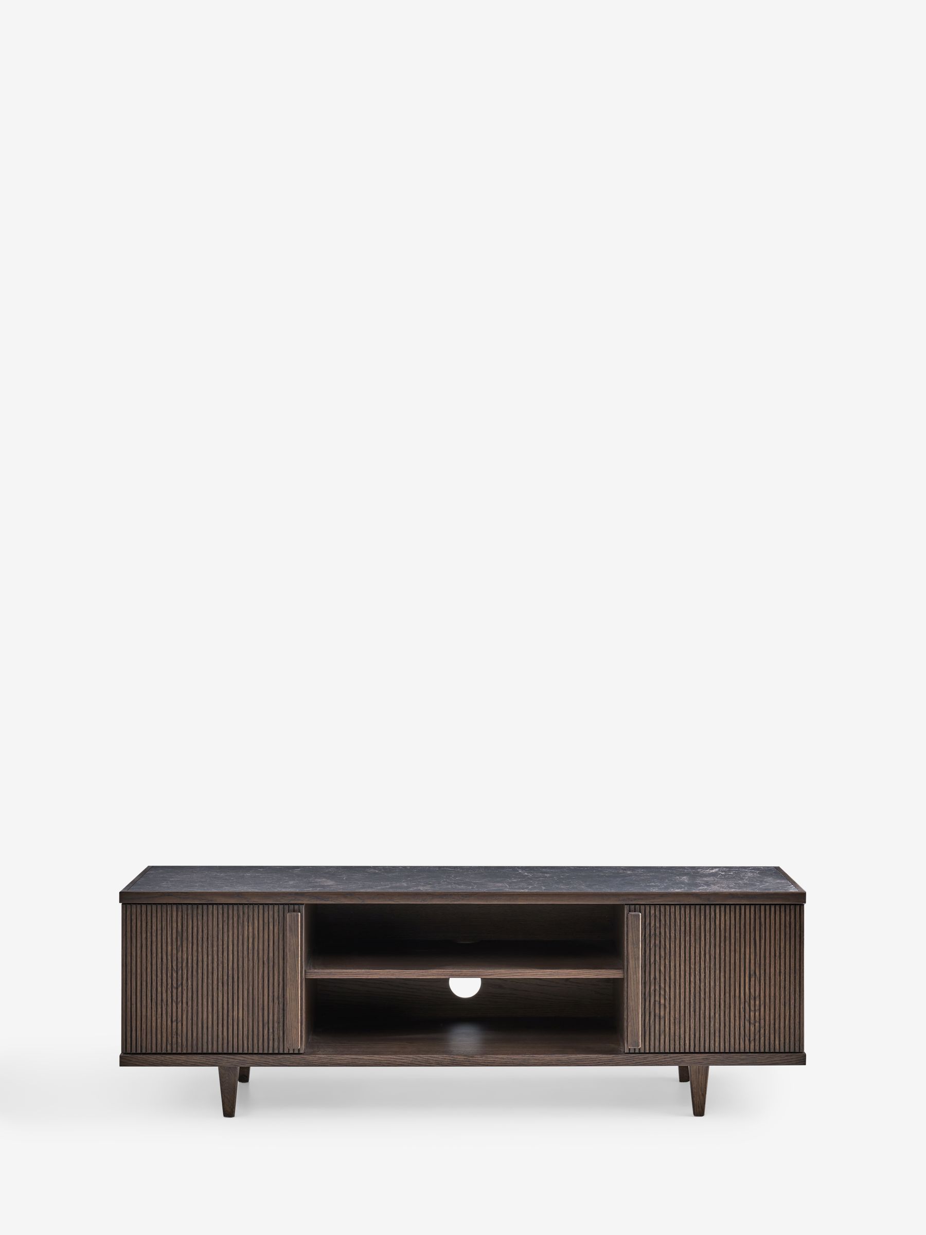 Brunswick Up to 55 Inch Wide TV Unit in Ribbed Dark Oak - Image 7 of 10