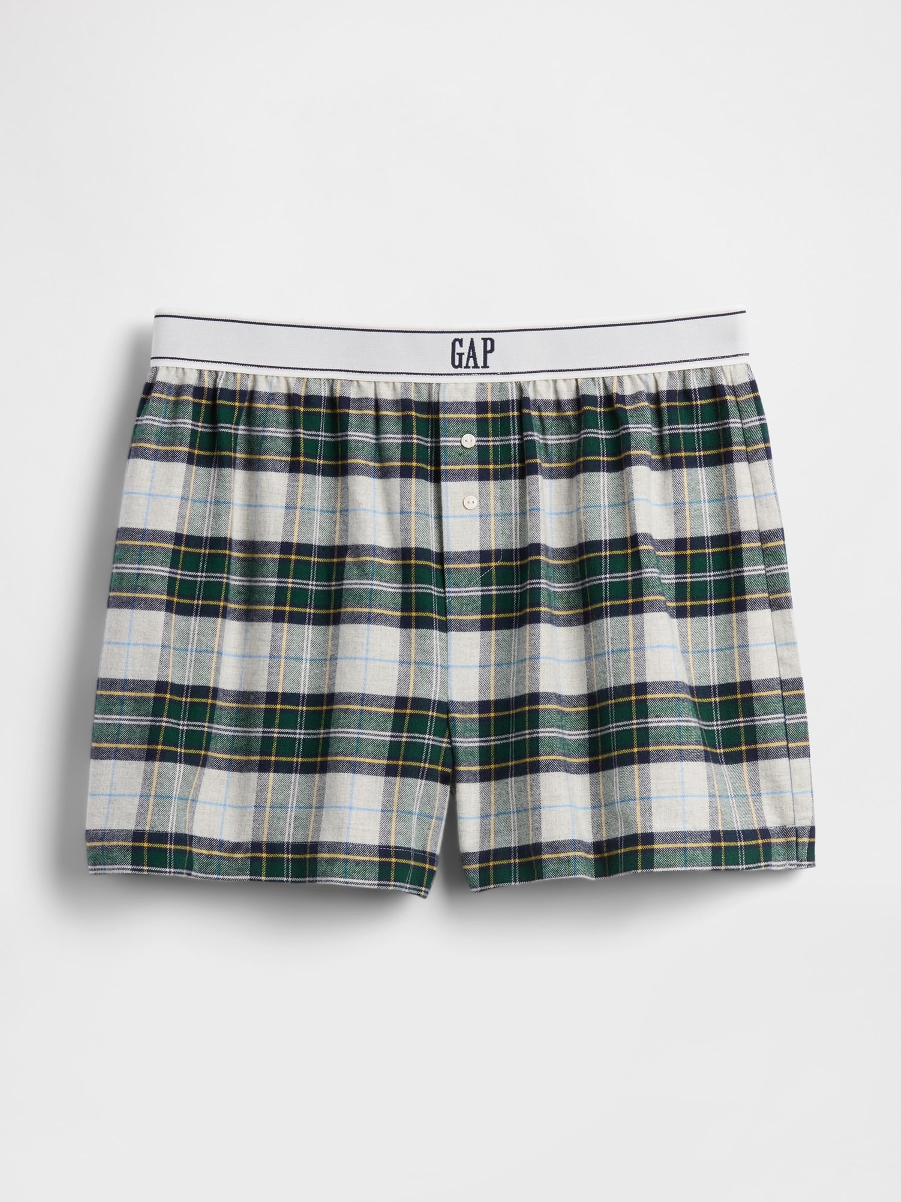 Green Logo Flannel Boxer Shorts - Image 1 of 2 Green Logo Flannel Boxer Shorts - Image 1 of 2