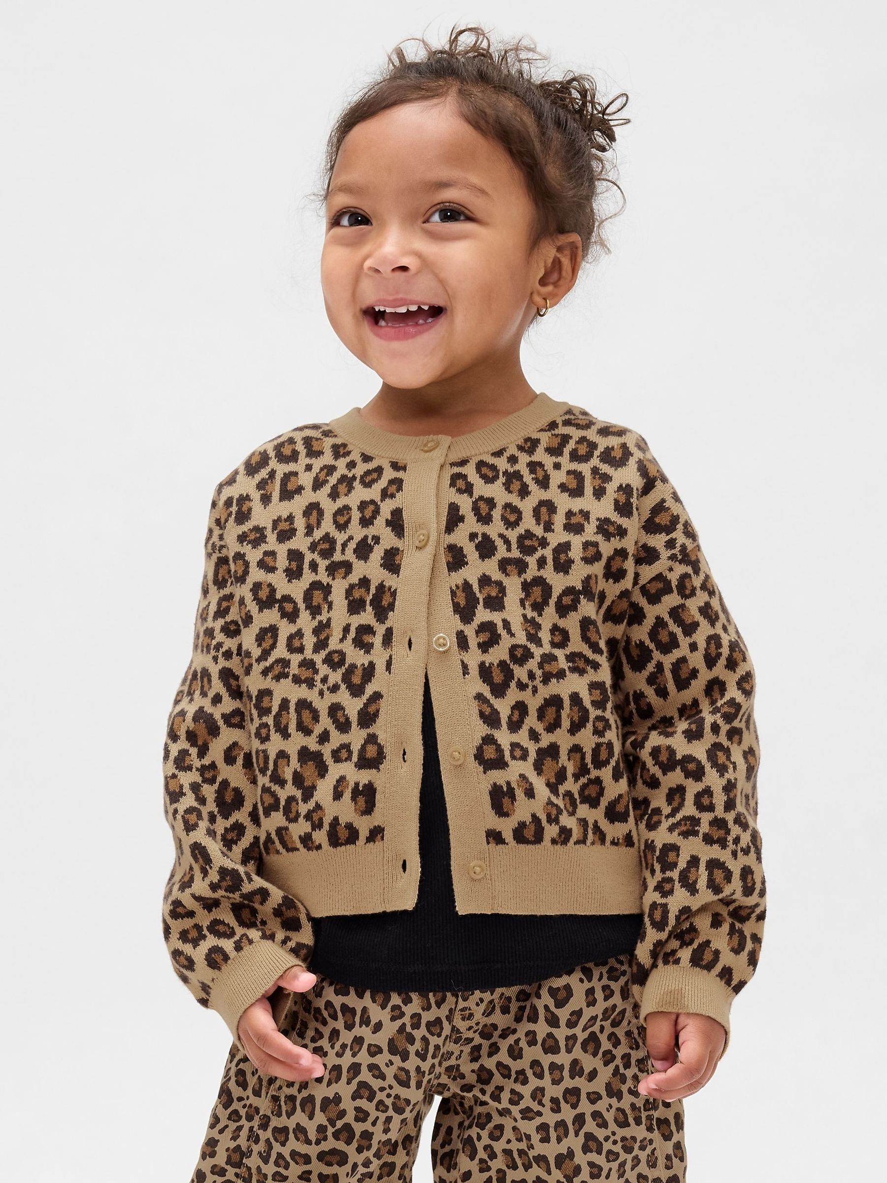 Brown Leopard Cardigan Sweatshirt (6mths-5yrs) - Image 1 of 3 Brown Leopard Cardigan Sweatshirt (6mths-5yrs) - Image 1 of 3