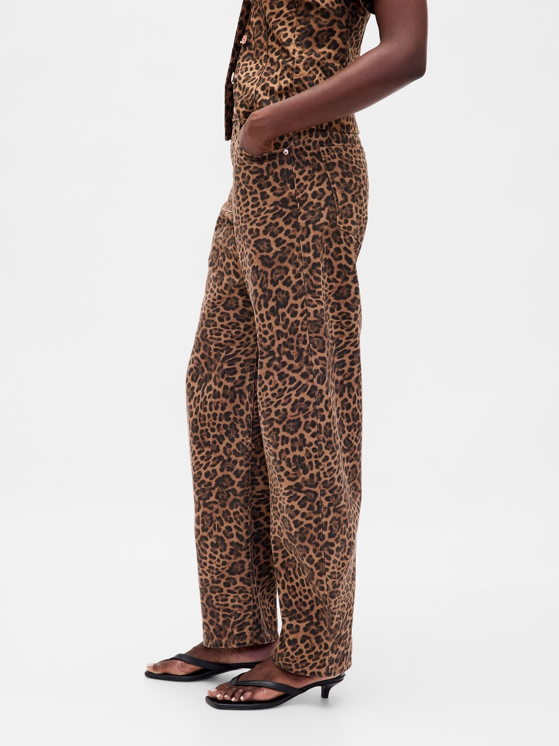 Brown High Waisted Barrel Jeans - Image 3 of 4