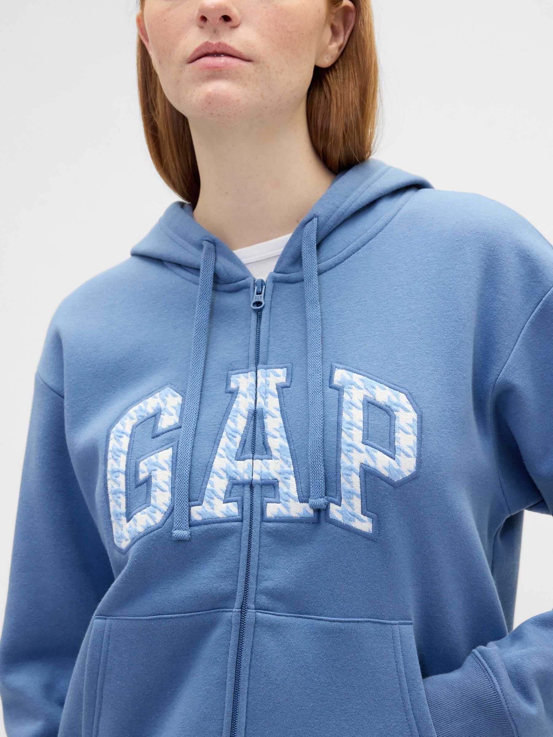 Blue Zip Up Logo Vintage Hoodie - Image 3 of 4