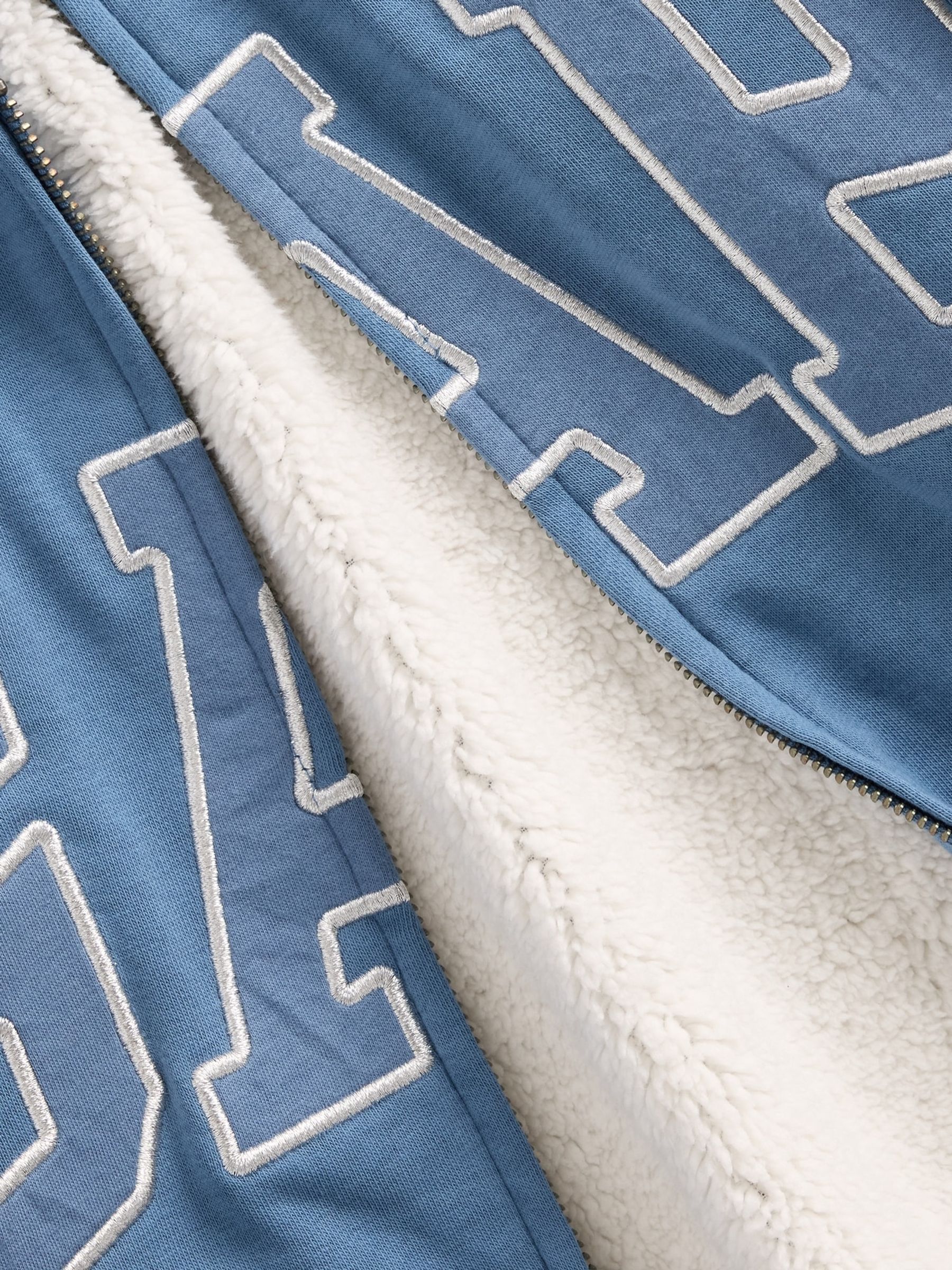 Blue Relaxed Logo Sherpa-Lined Zip Hoodie - Image 4 of 4