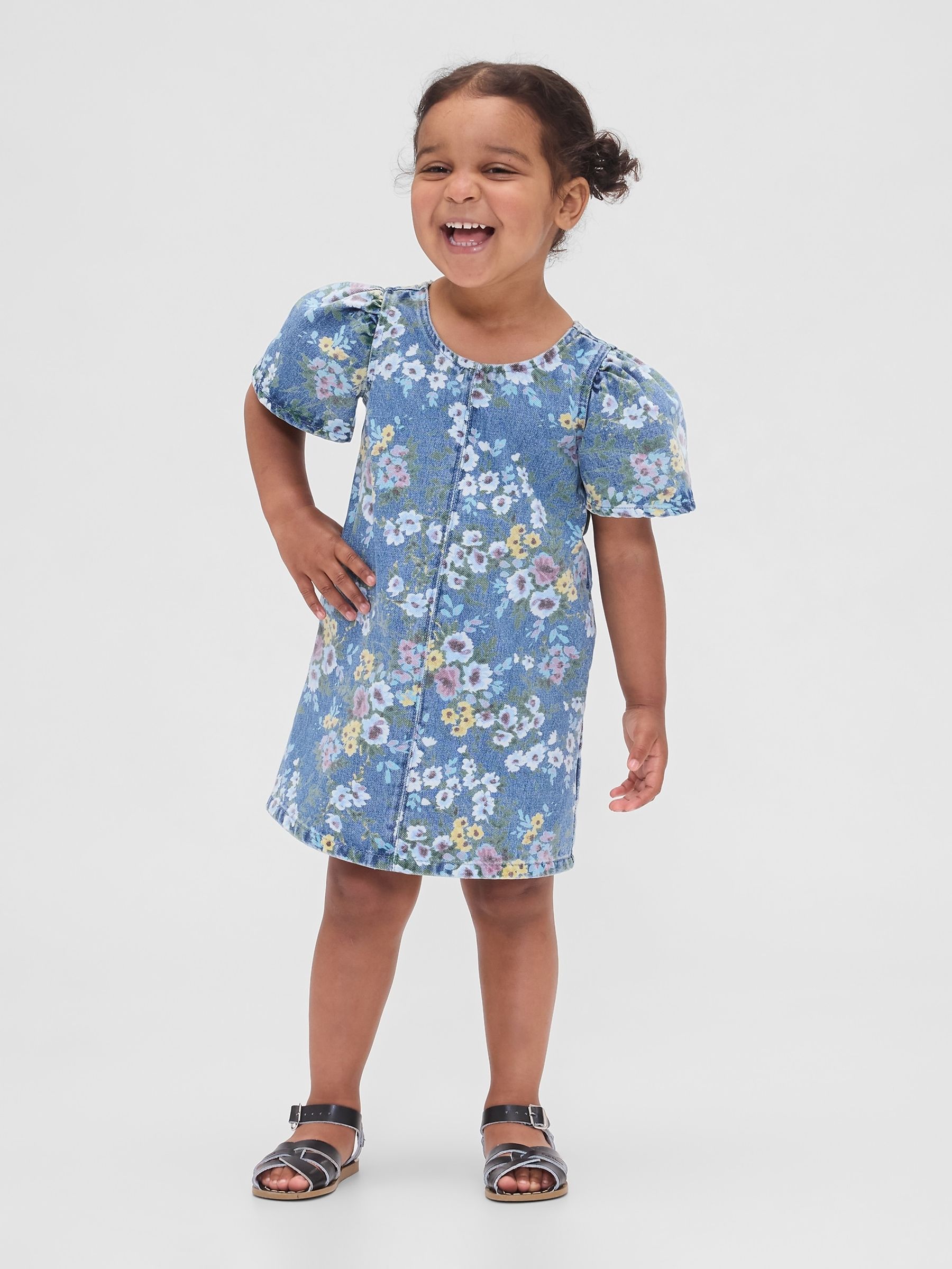Blue Floral Denim Dress - Image 1 of 3