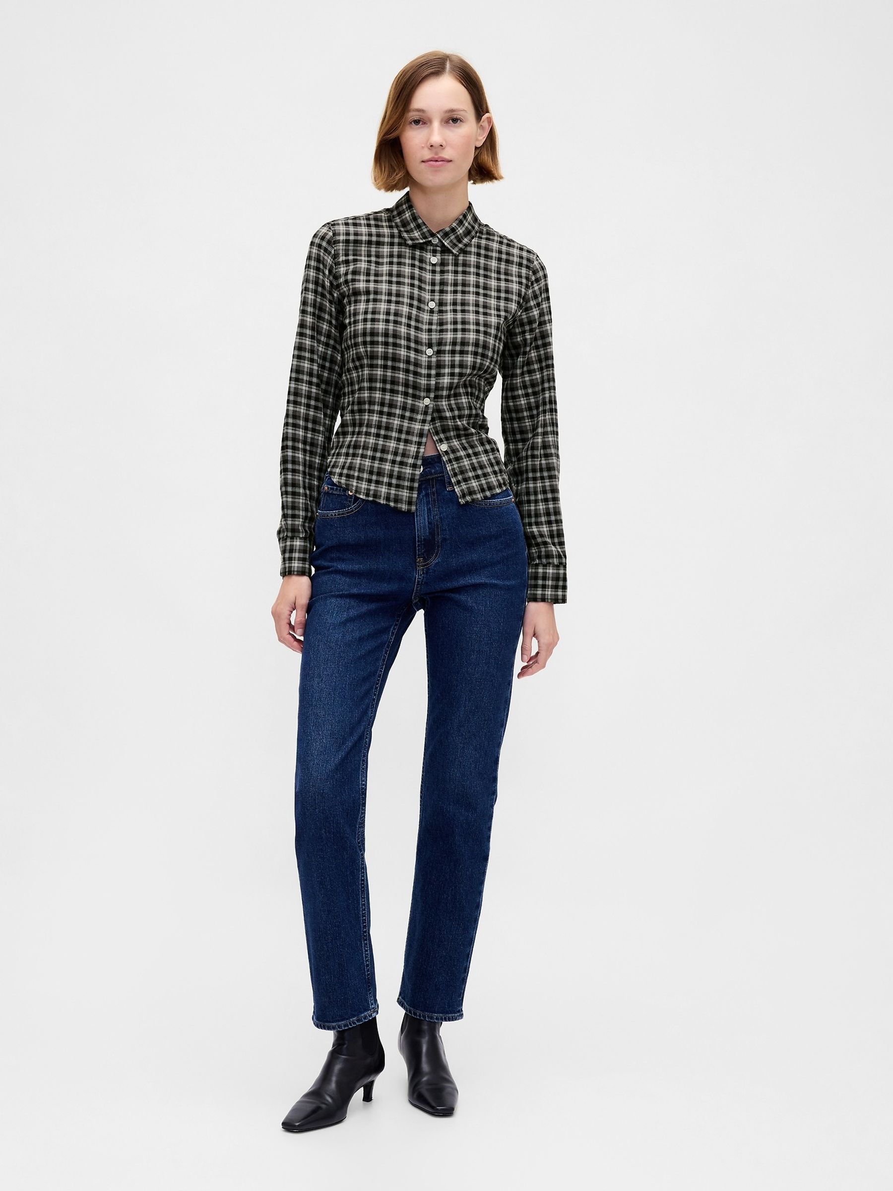Black Flannel Fitted Check Shirt - Image 3 of 3