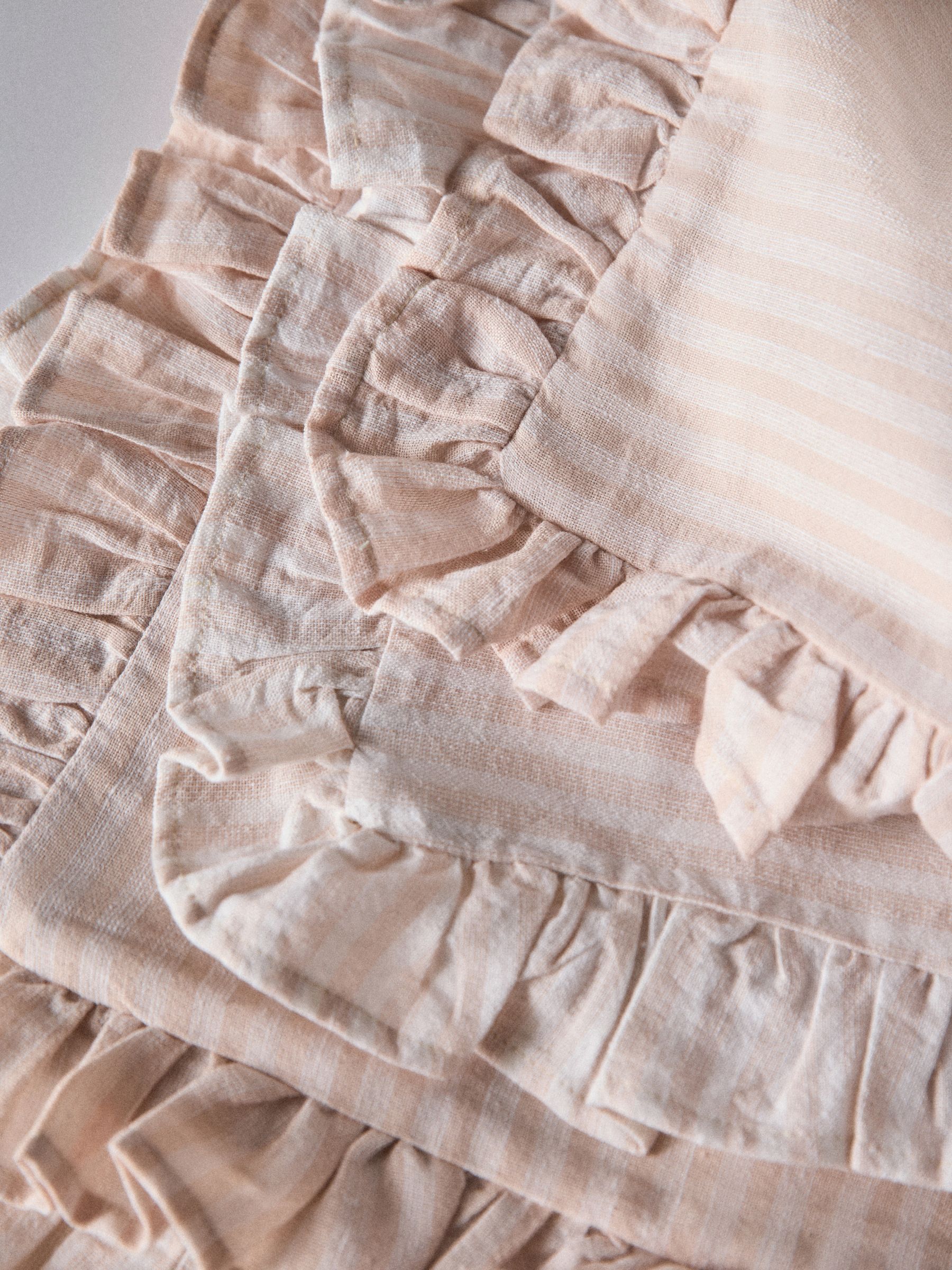 4 Pack Pink Stripe Ruffle Cotton Cushion Covers - Image 4 of 5