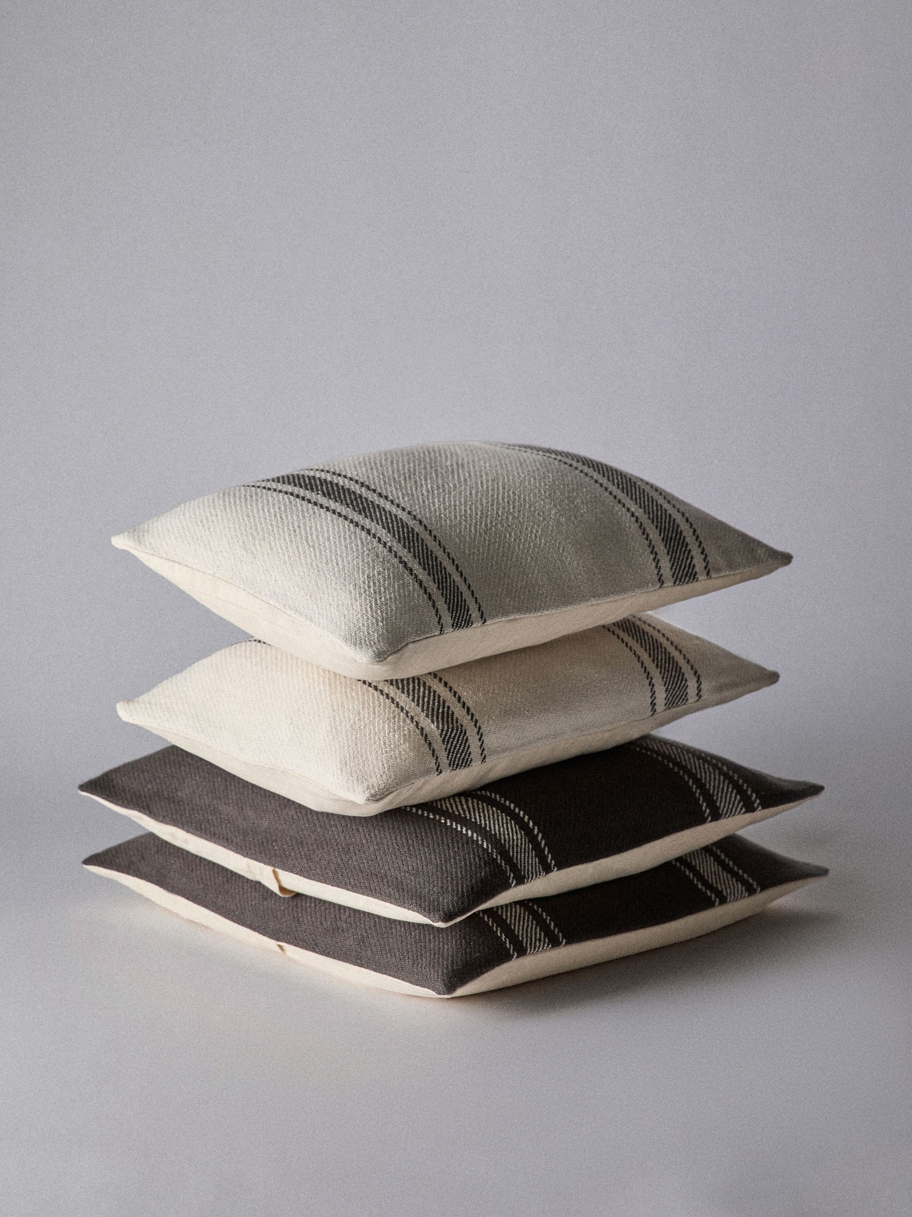 4 Pack Black/Natural Woven Stripe Cushion Covers - Image 2 of 4