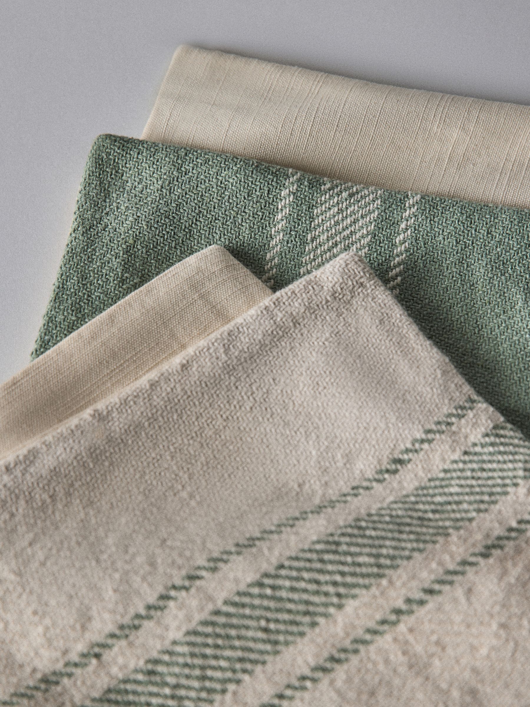 4 Pack Green/Natural Woven Stripe Cushion Covers - Image 3 of 4