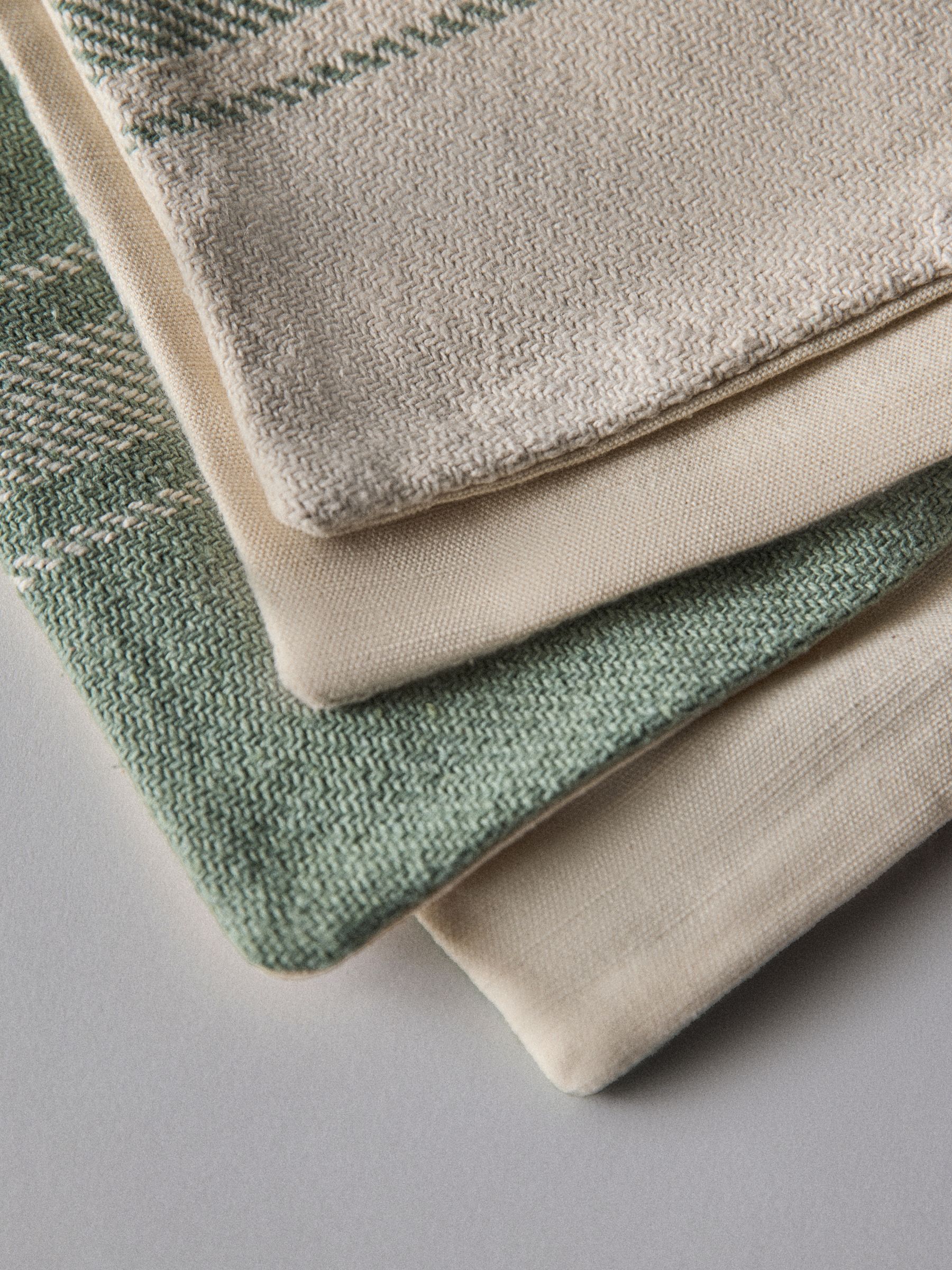 4 Pack Green/Natural Woven Stripe Cushion Covers - Image 4 of 4