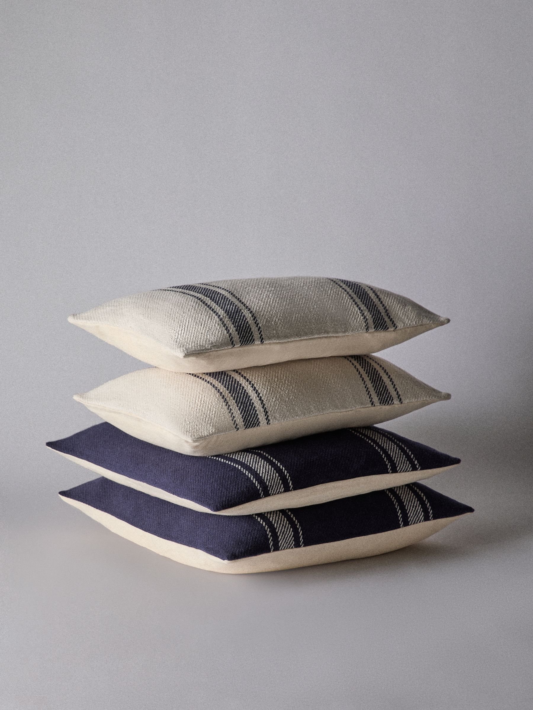 4 Pack Navy/Natural Woven Stripe Cushion Covers - Image 3 of 4