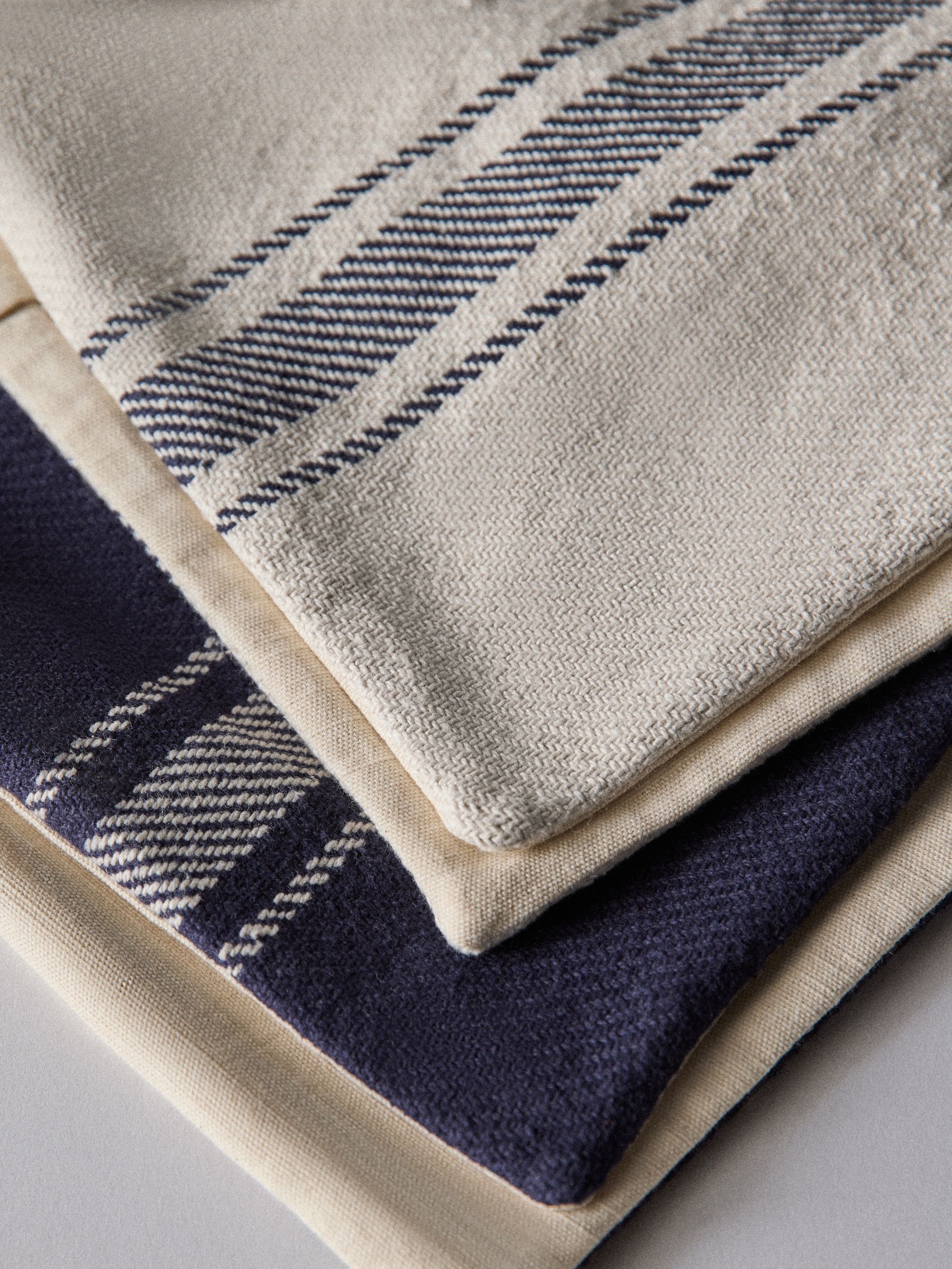 4 Pack Navy/Natural Woven Stripe Cushion Covers - Image 4 of 4