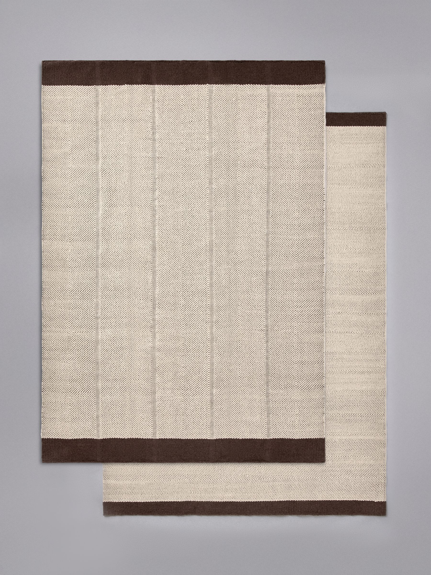 2 Pack Natural Cotton Stripe Woven Herringbone Flatweave Rugs - Image 1 of 6