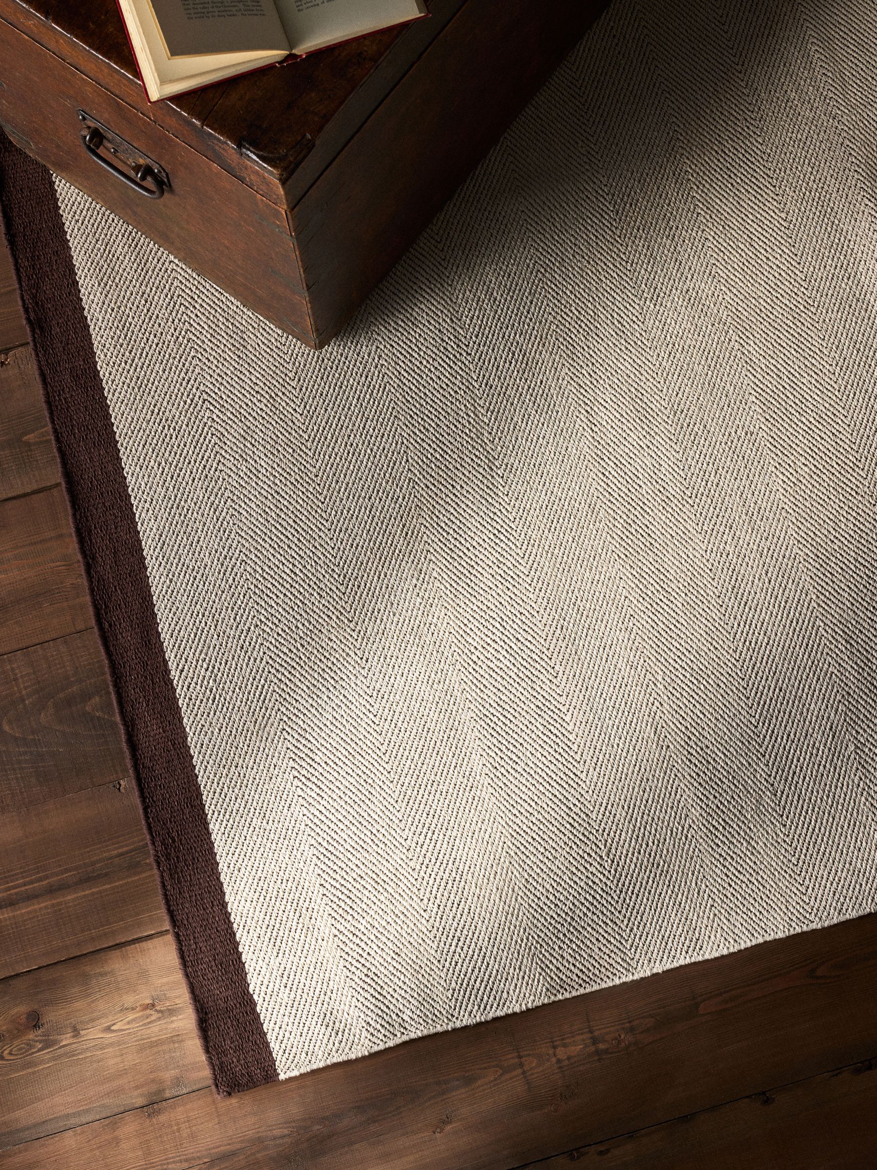 2 Pack Natural Cotton Stripe Woven Herringbone Flatweave Rugs - Image 3 of 6