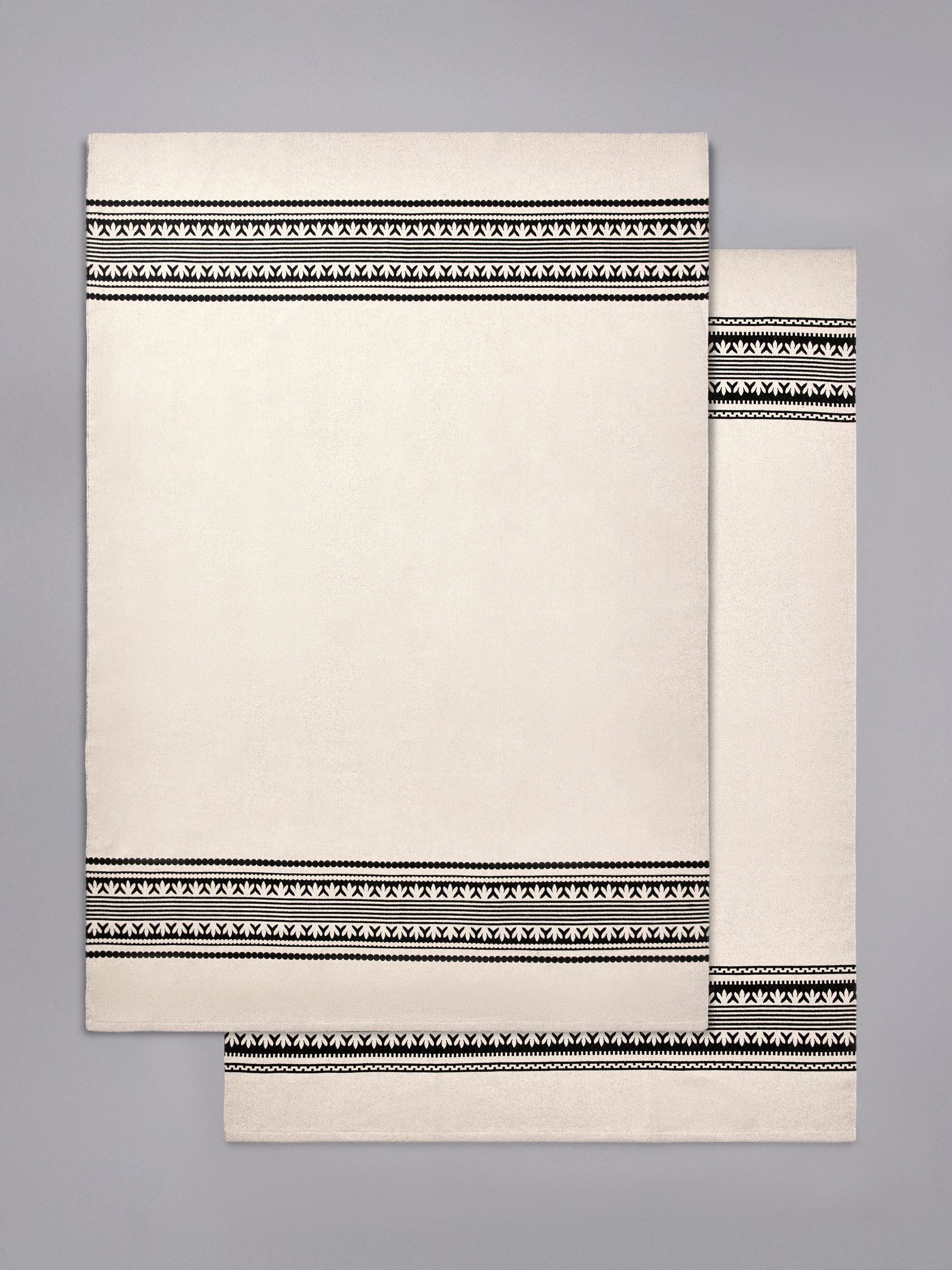 2 Pack Natural Stripe Cotton Printed Flatweave Rugs - Image 1 of 6 2 Pack Natural Stripe Cotton Printed Flatweave Rugs - Image 1 of 6