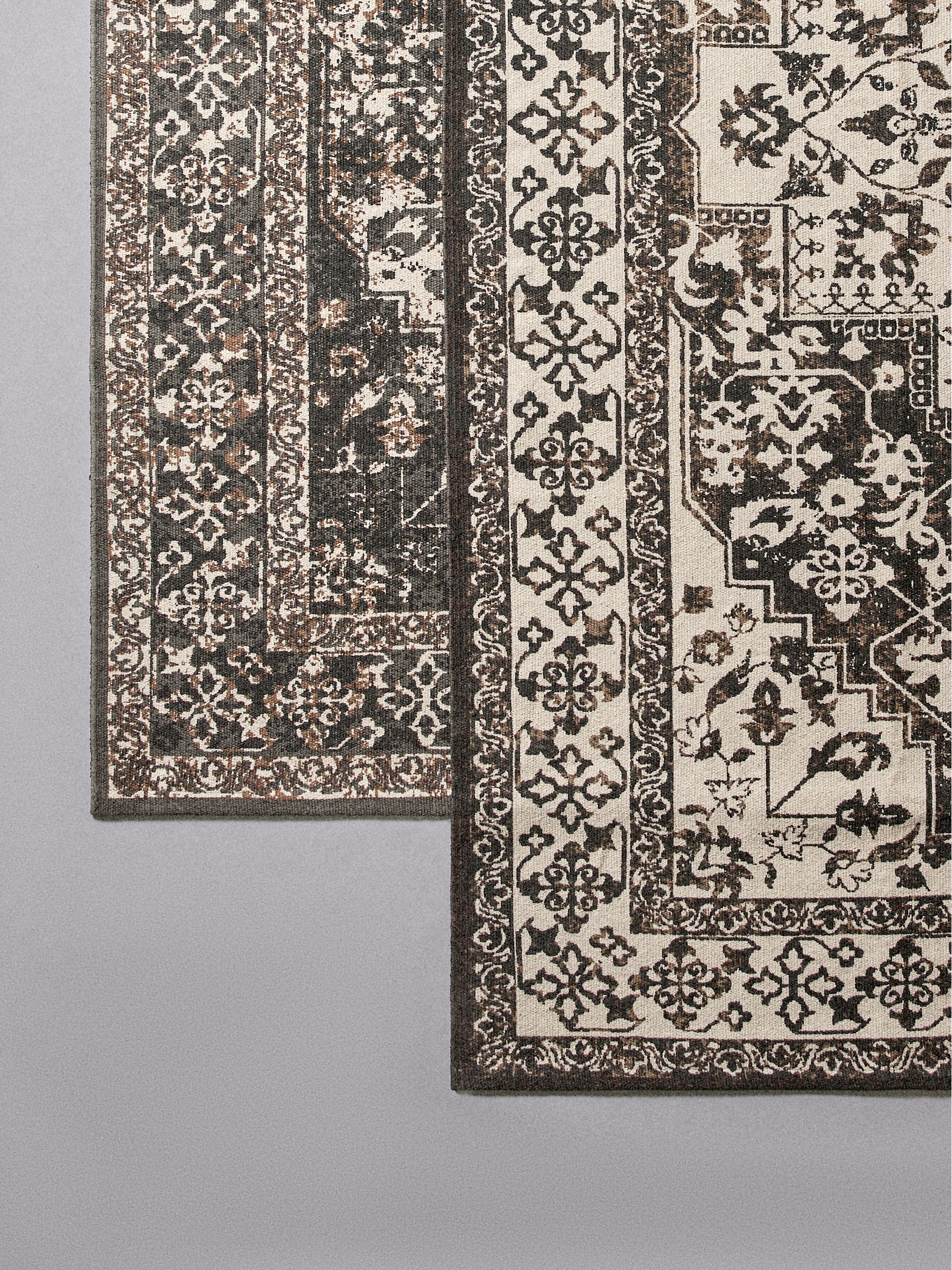 2 Pack Black Persian Cotton Printed Flatweave Rugs - Image 3 of 6