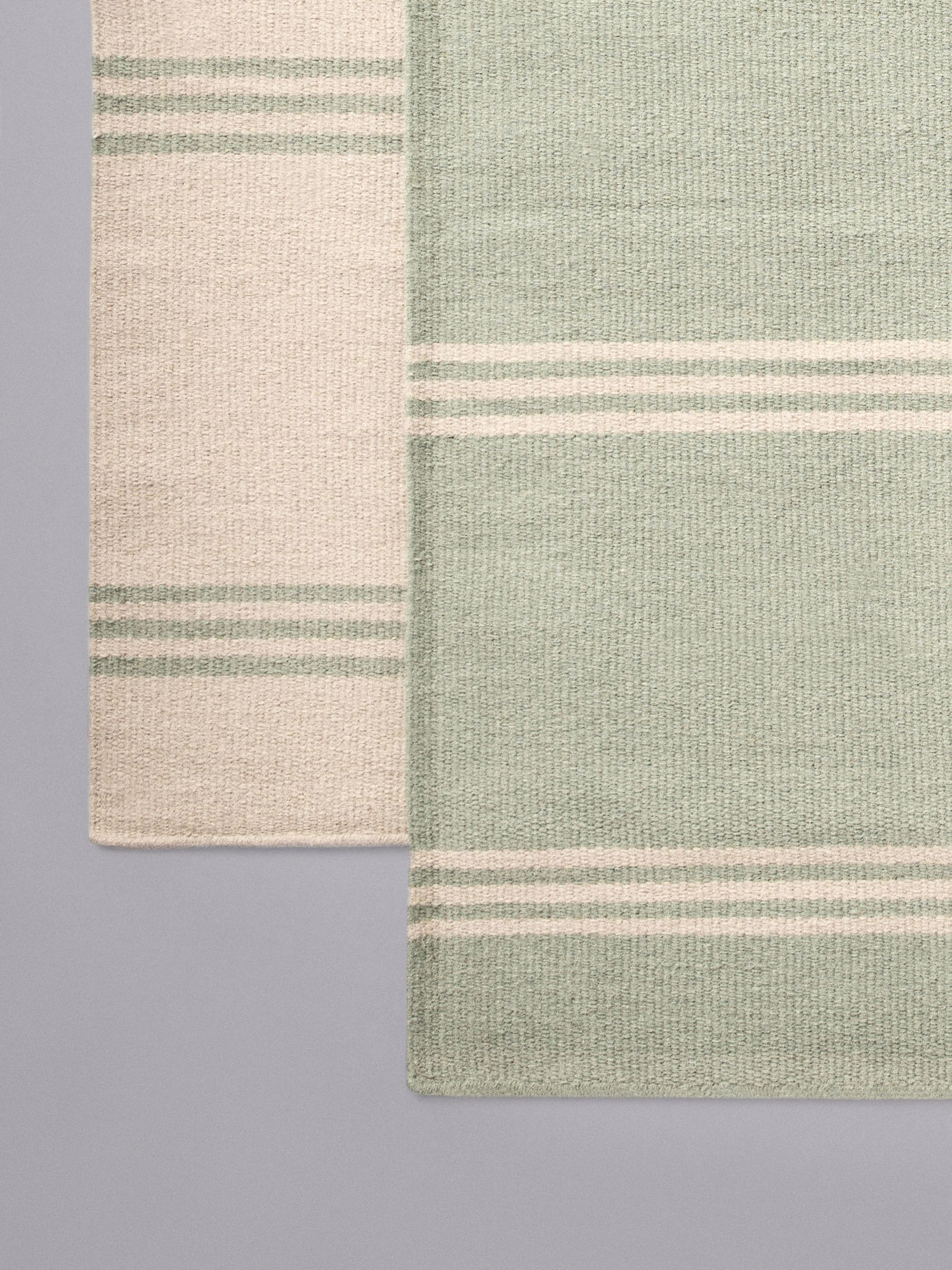 2 Pack Green Stripe Flatweave Wool Rugs - Image 3 of 6