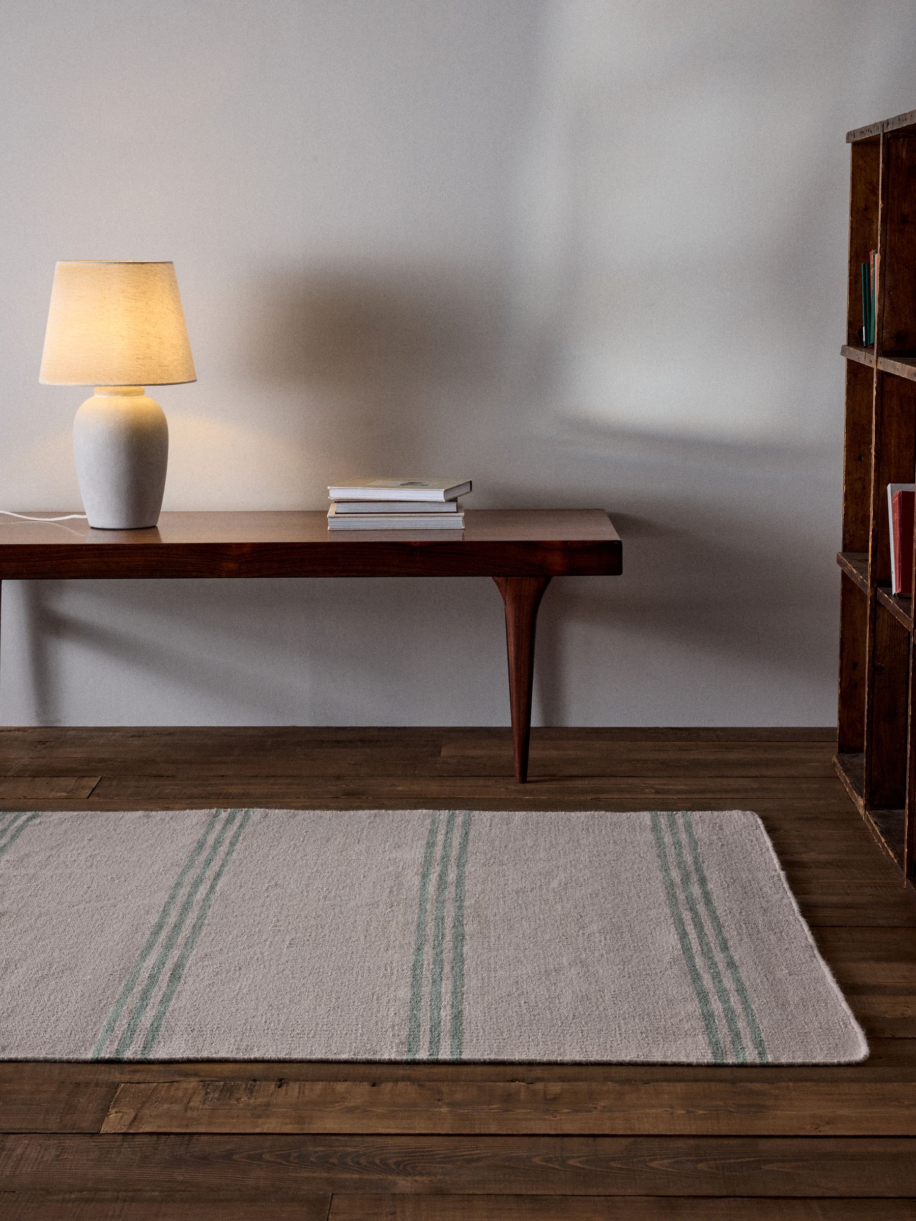 2 Pack Green Stripe Flatweave Wool Rugs - Image 5 of 6