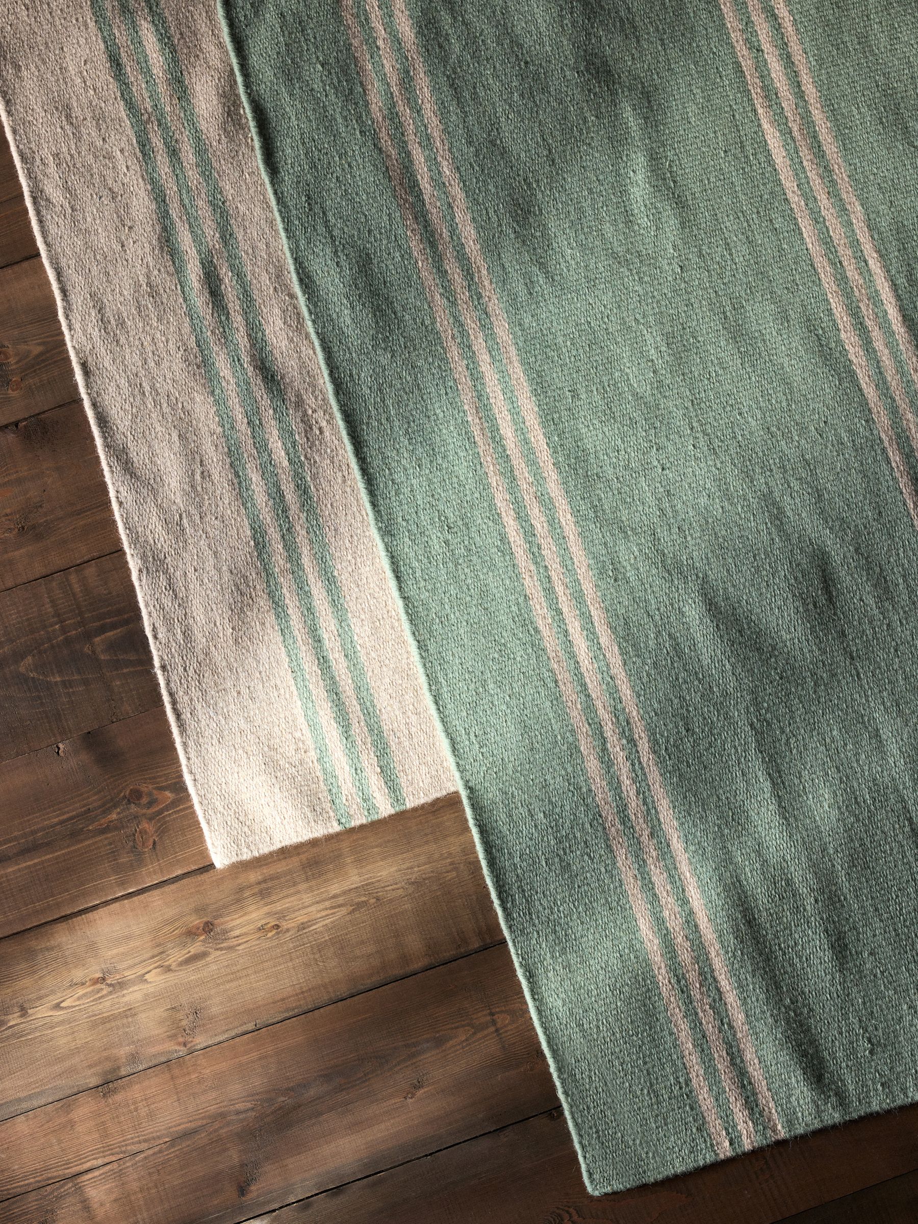 2 Pack Green Stripe Flatweave Wool Rugs - Image 6 of 6