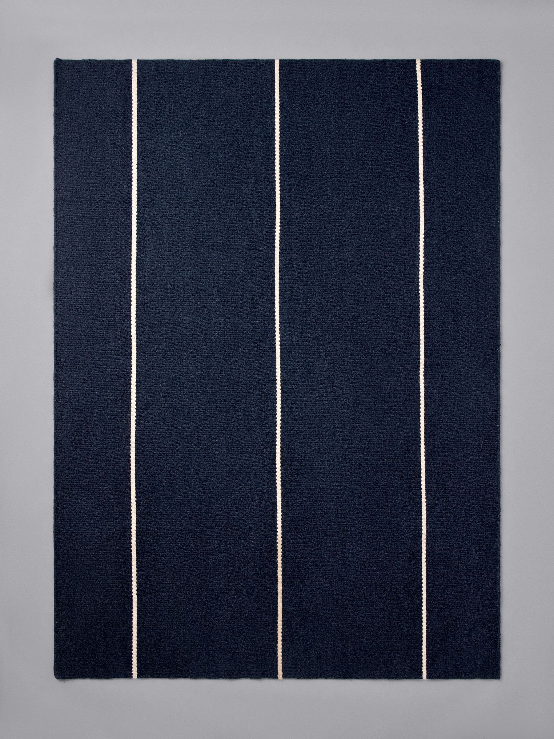 2 Pack Navy Stripe Flatweave Wool Rugs - Image 3 of 6