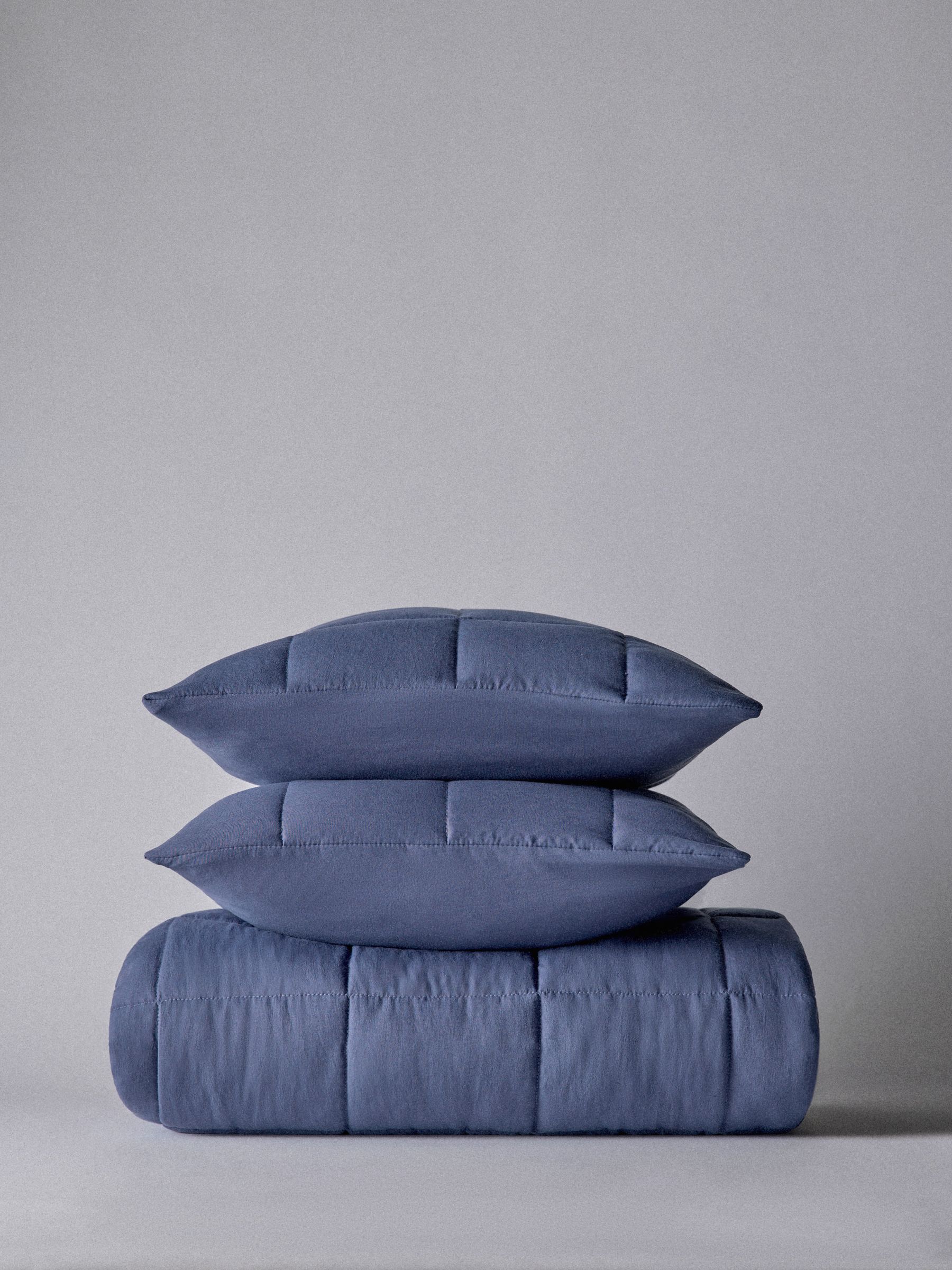 Navy 3 piece Quilted Bedspread and Cushion Covers - Image 1 of 6