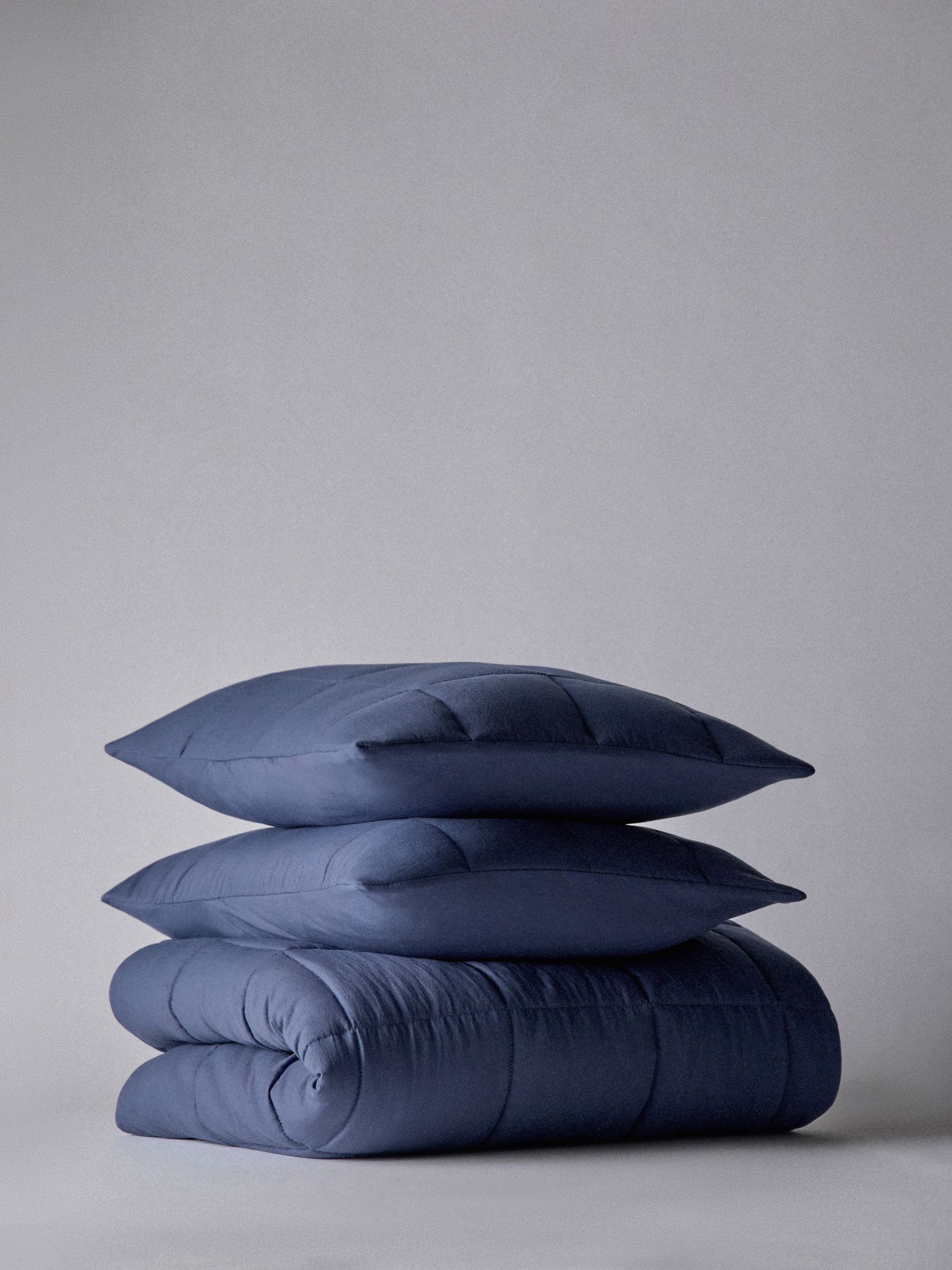 Navy 3 piece Quilted Bedspread and Cushion Covers - Image 2 of 6