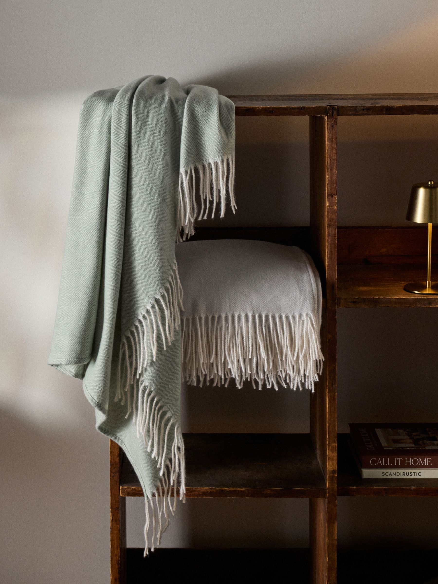 2 Pack Green/Grey Herringbone Throws - Image 1 of 5