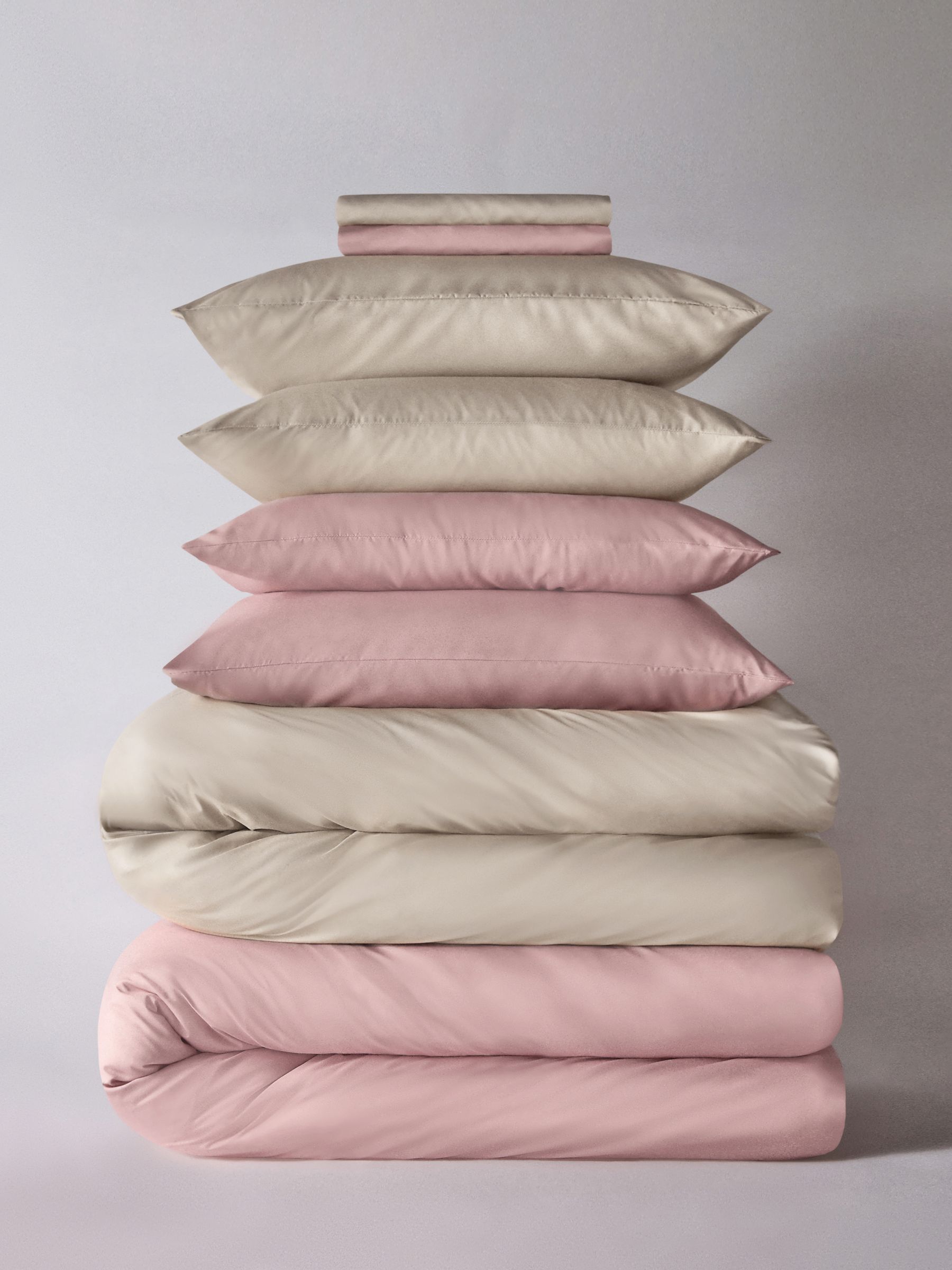 Pink/Natural 8 piece Microfibre Duvet Cover and Pillowcase Set with Fitted Sheets - Image 1 of 6