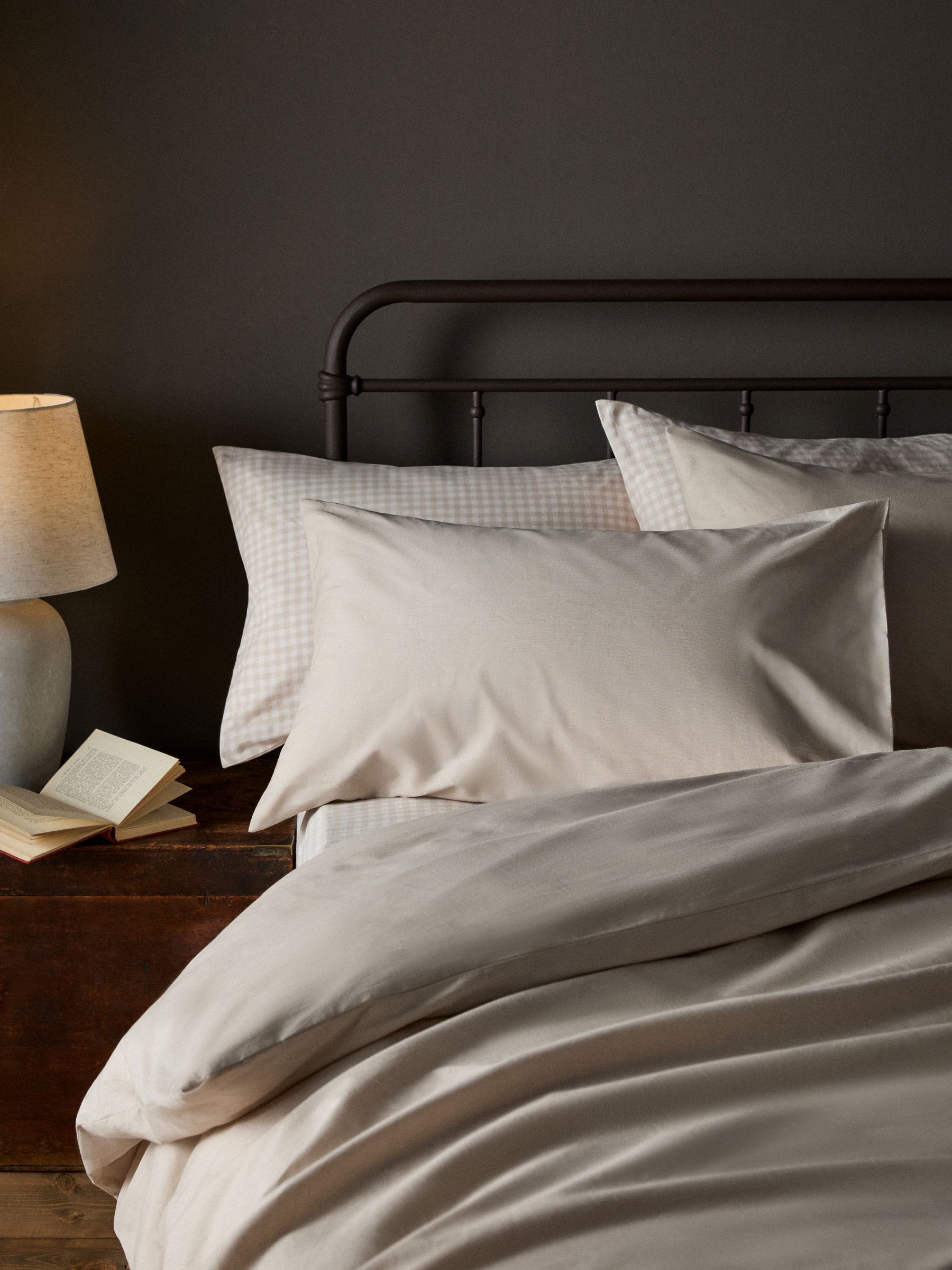 2 Pack Natural/Gingham Printed Duvet Cover and Pillowcase Set with Fitted Sheets - Image 2 of 6