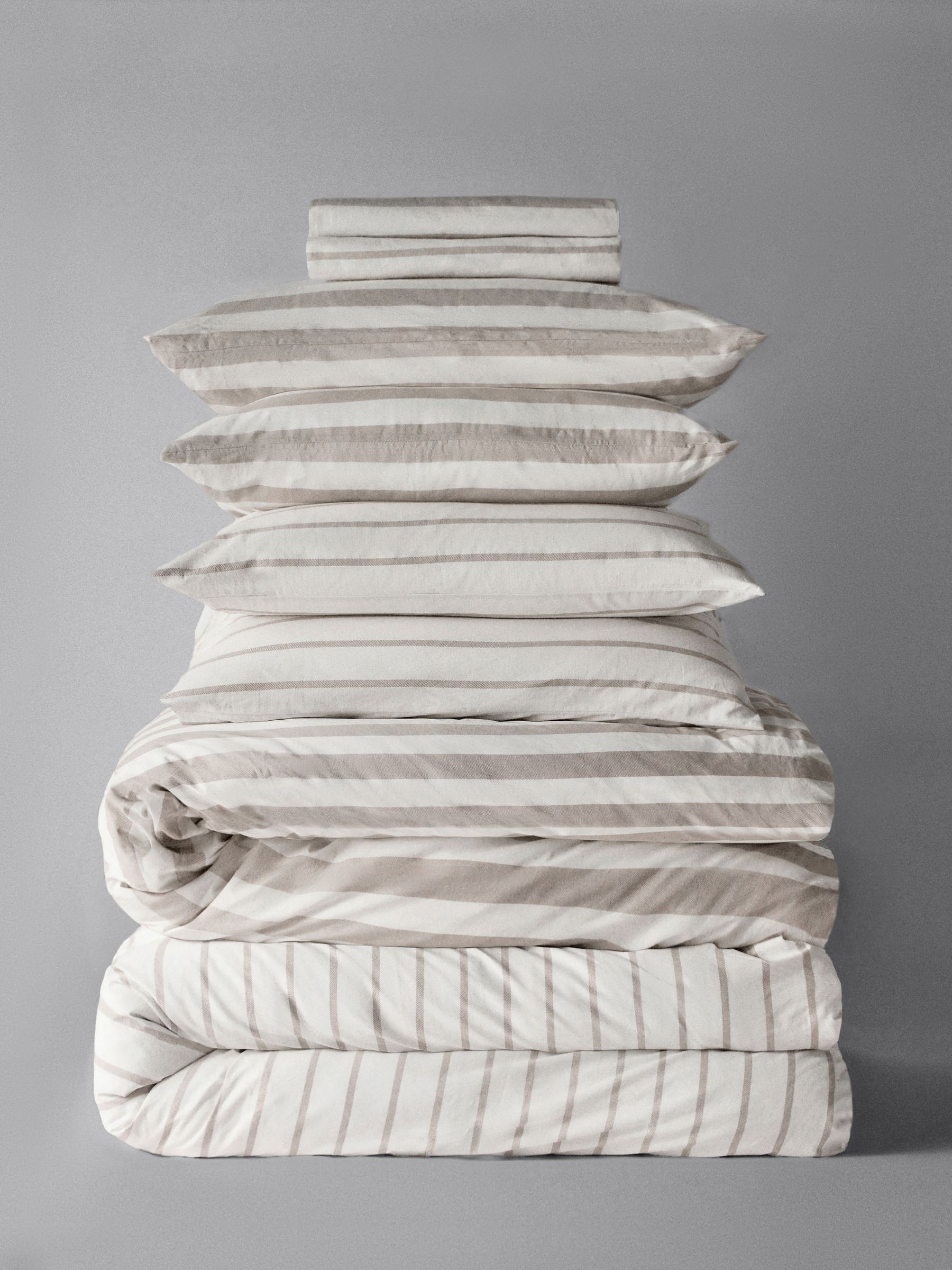 2 Pack Natural Stripe Printed Duvet Cover and Pillowcase Set with Fitted Sheets - Image 1 of 5