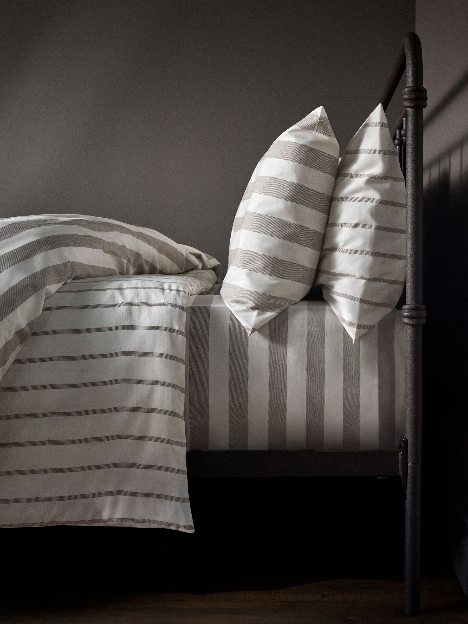 2 Pack Natural Stripe Printed Duvet Cover and Pillowcase Set with Fitted Sheets - Image 4 of 5