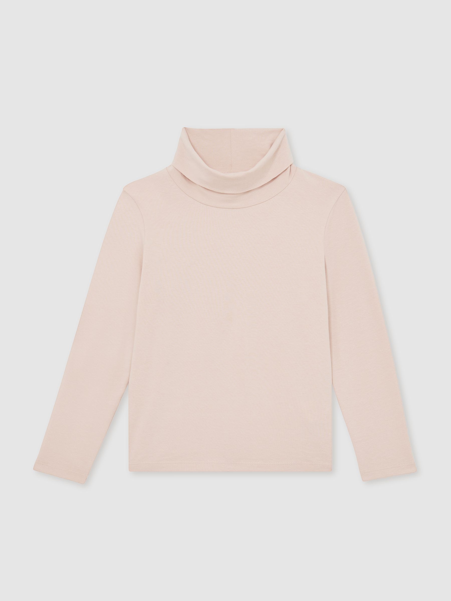 Cotton-Jersey Roll-Neck Top with Stretch in Rose Pink - Image 2 of 4