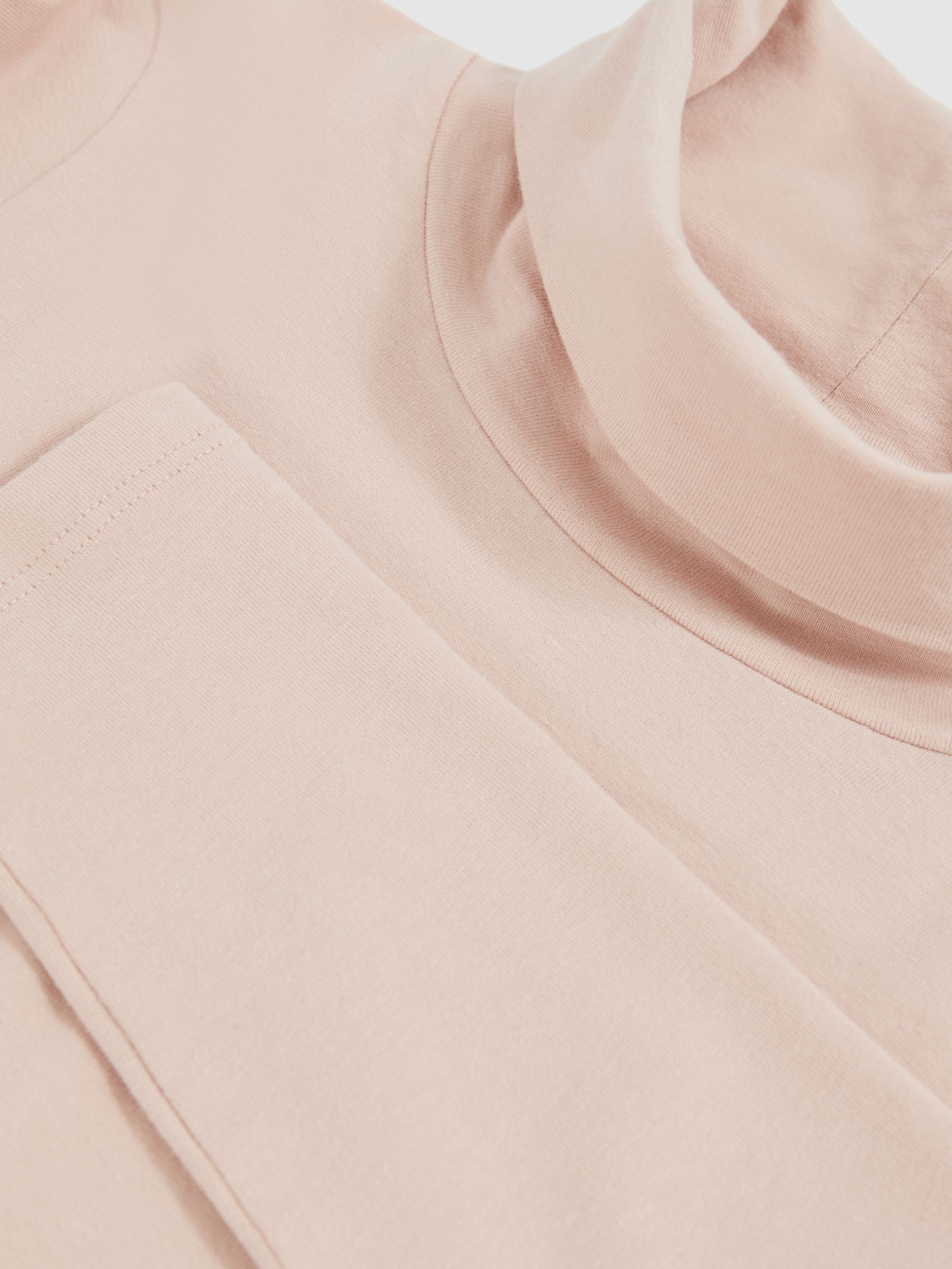Cotton-Jersey Roll-Neck Top with Stretch in Rose Pink - Image 4 of 4